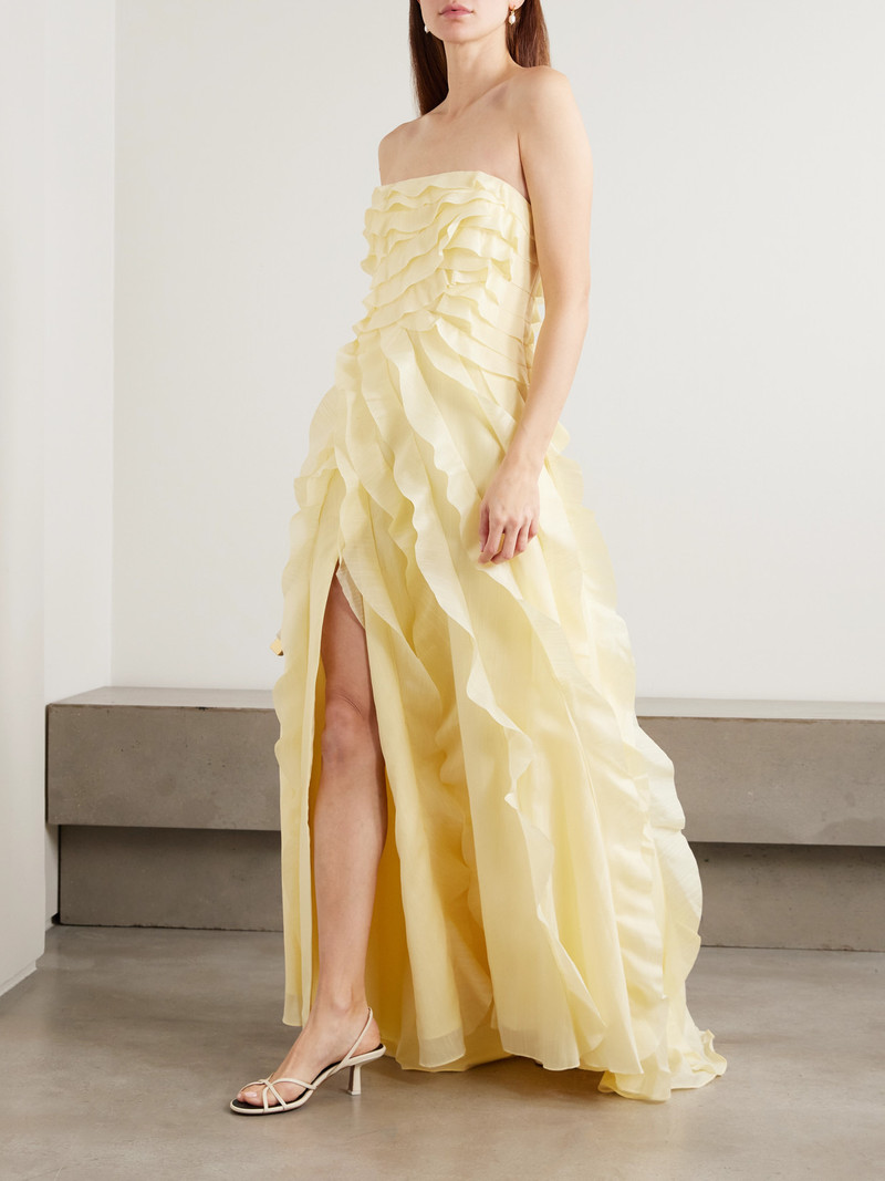 Aje. Allairie Strapless Ruffled Shirred Faille Gown outlook