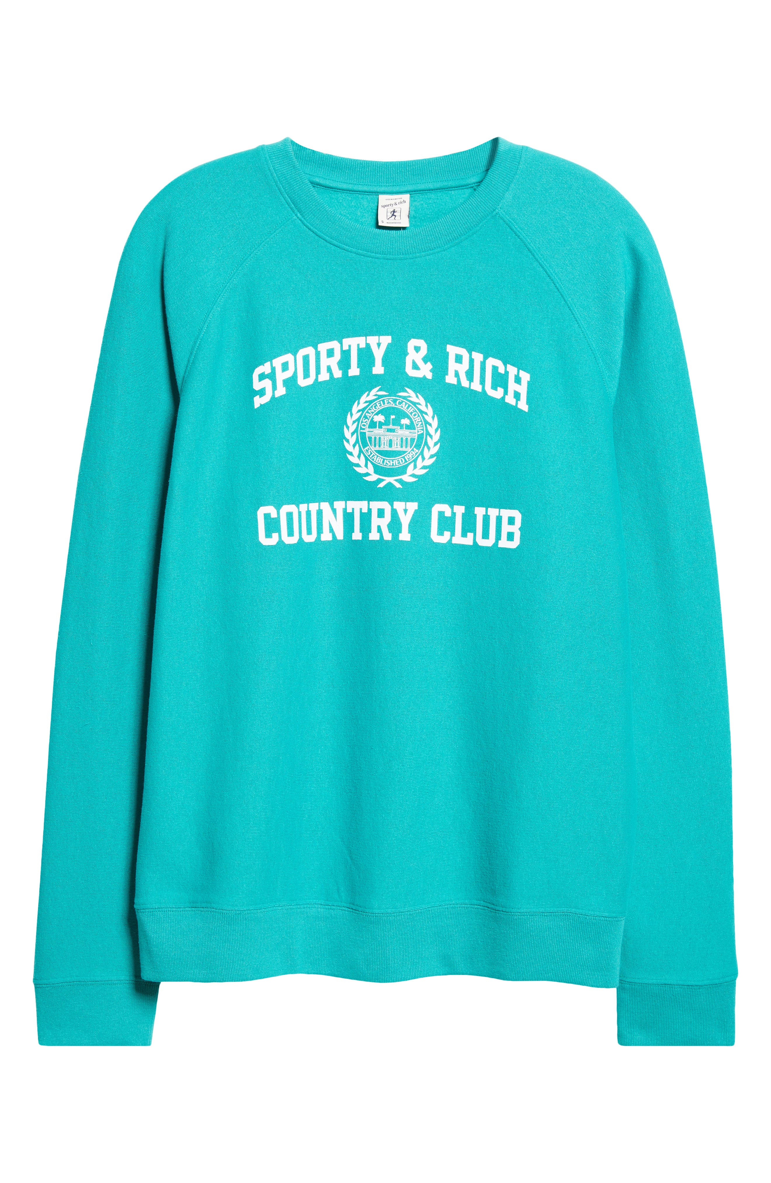 Sporty & Rich Varsity Crest Crewneck Graphic Sweatshirt in Spring Green at Nordstrom - 6