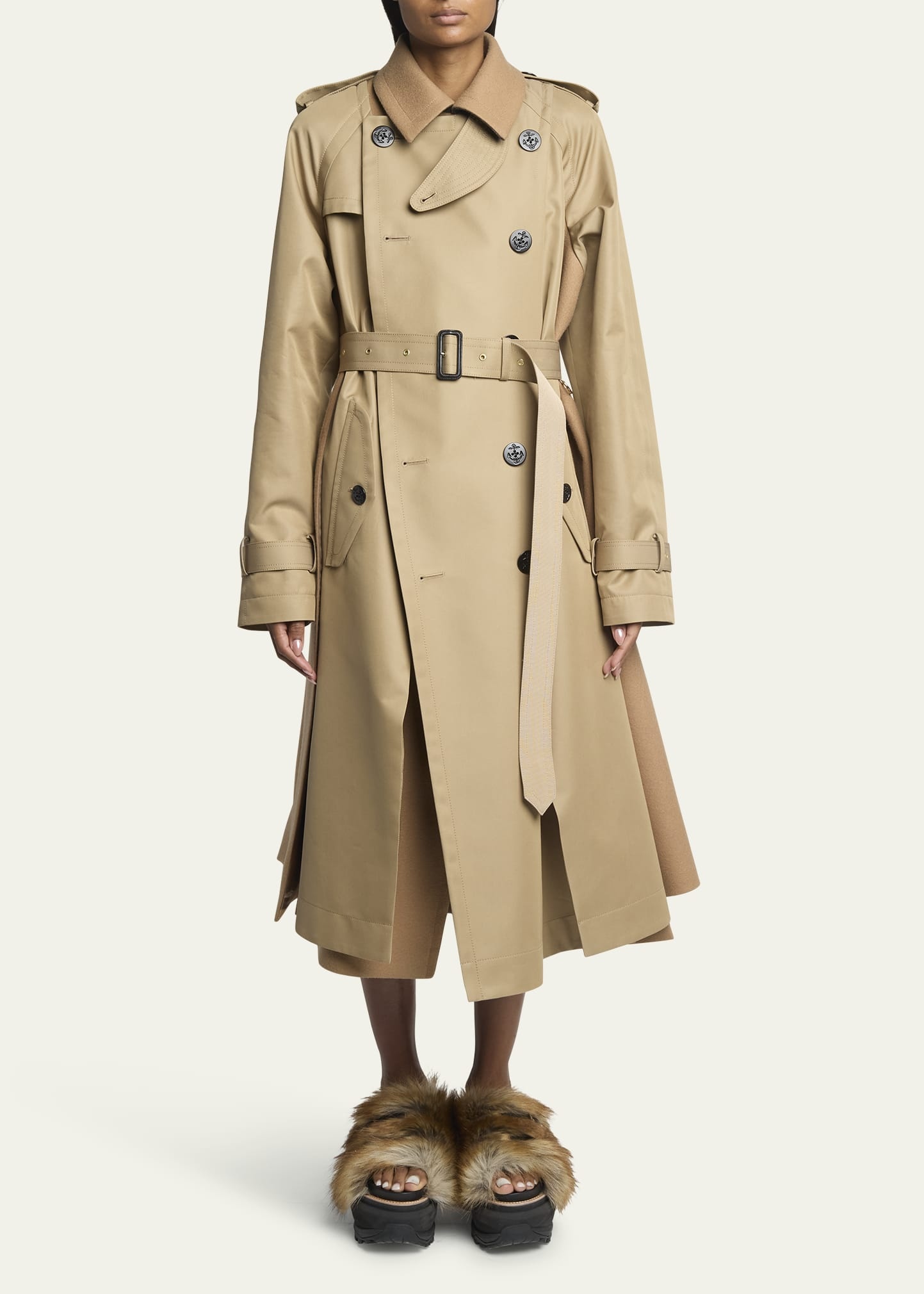 Hybrid Long Belted Trench Coat - 2