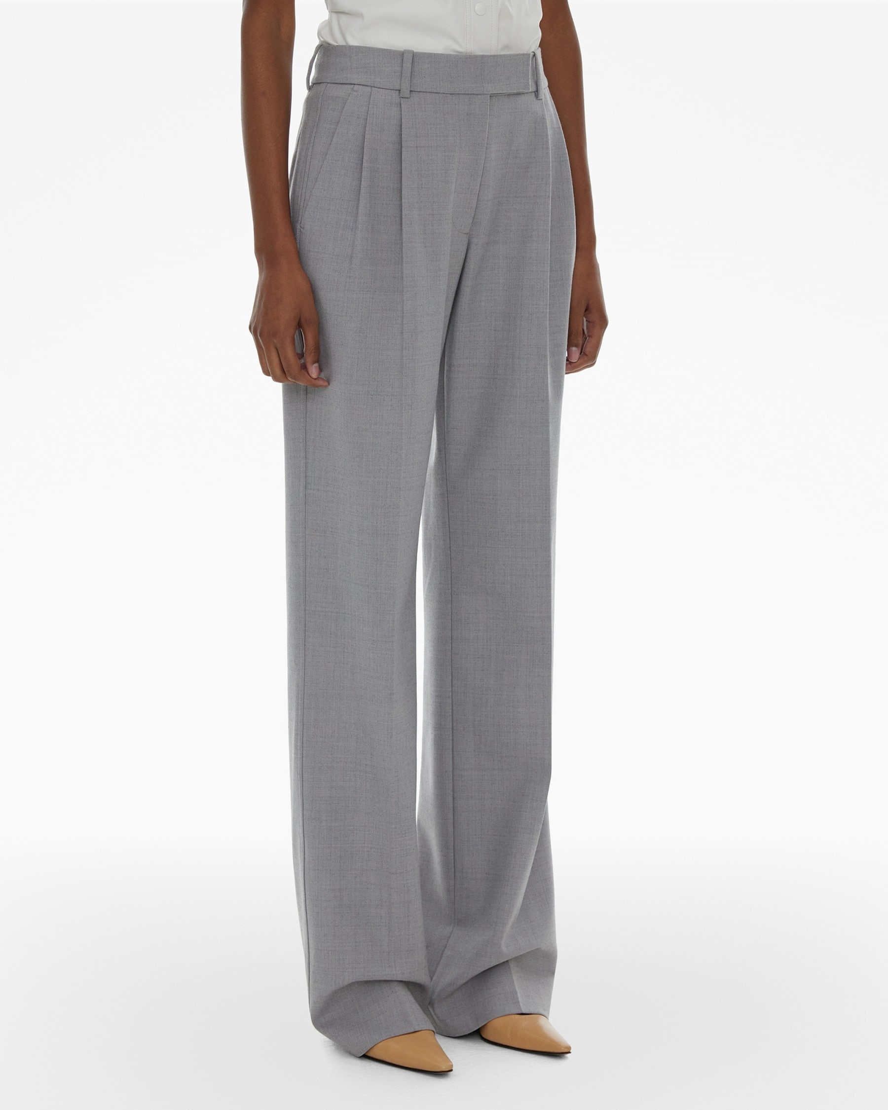 PLEATED STRETCH WOOL PANT - 5