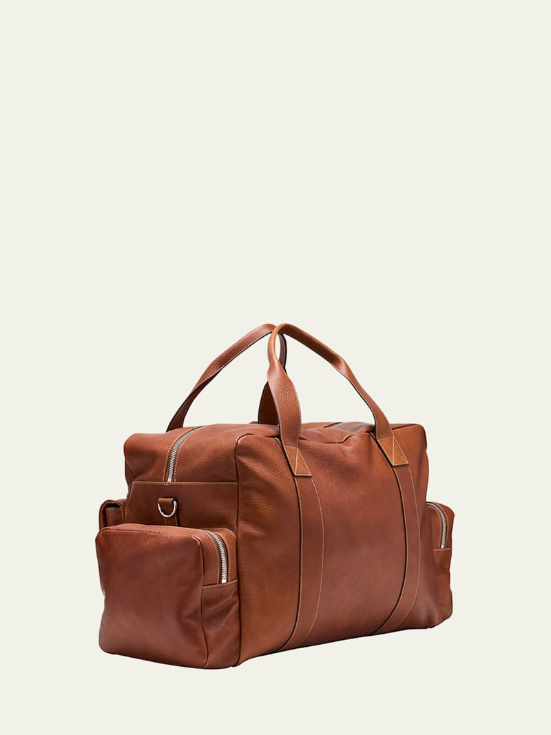 Brunello Cucinelli Men's Grained Calfskin Leisure Duffel Bag outlook