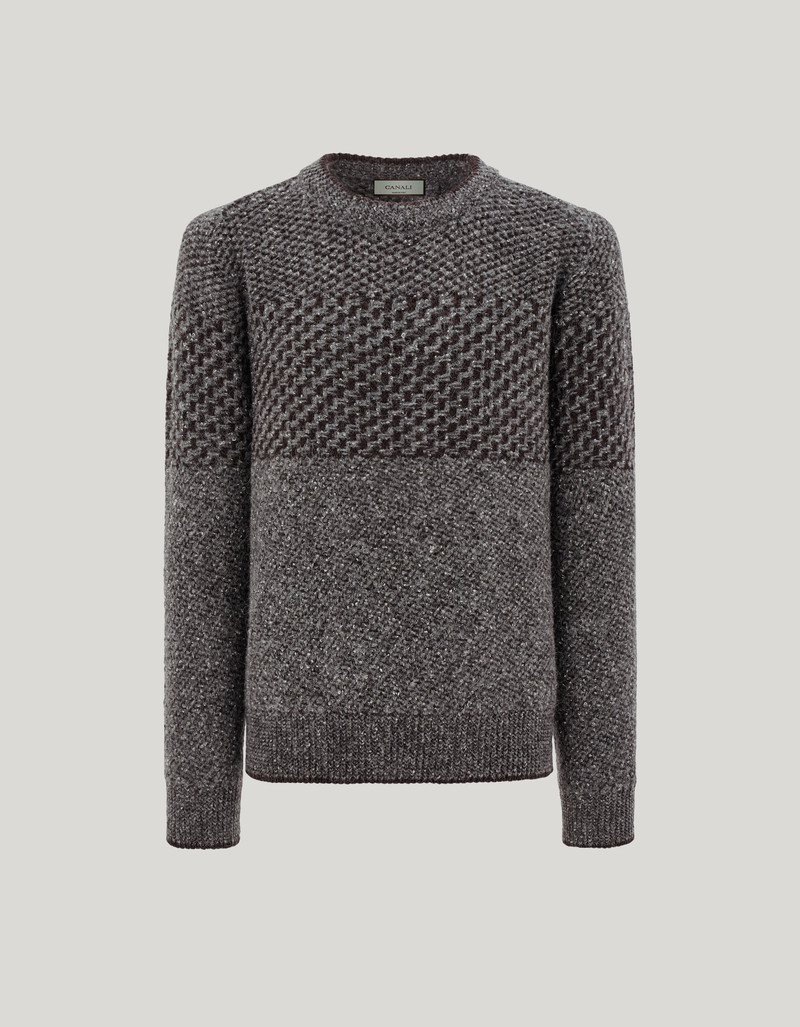 WOOL AND ALPACA BLEND JACQUARD BOUCLÉ CREW NECK 1