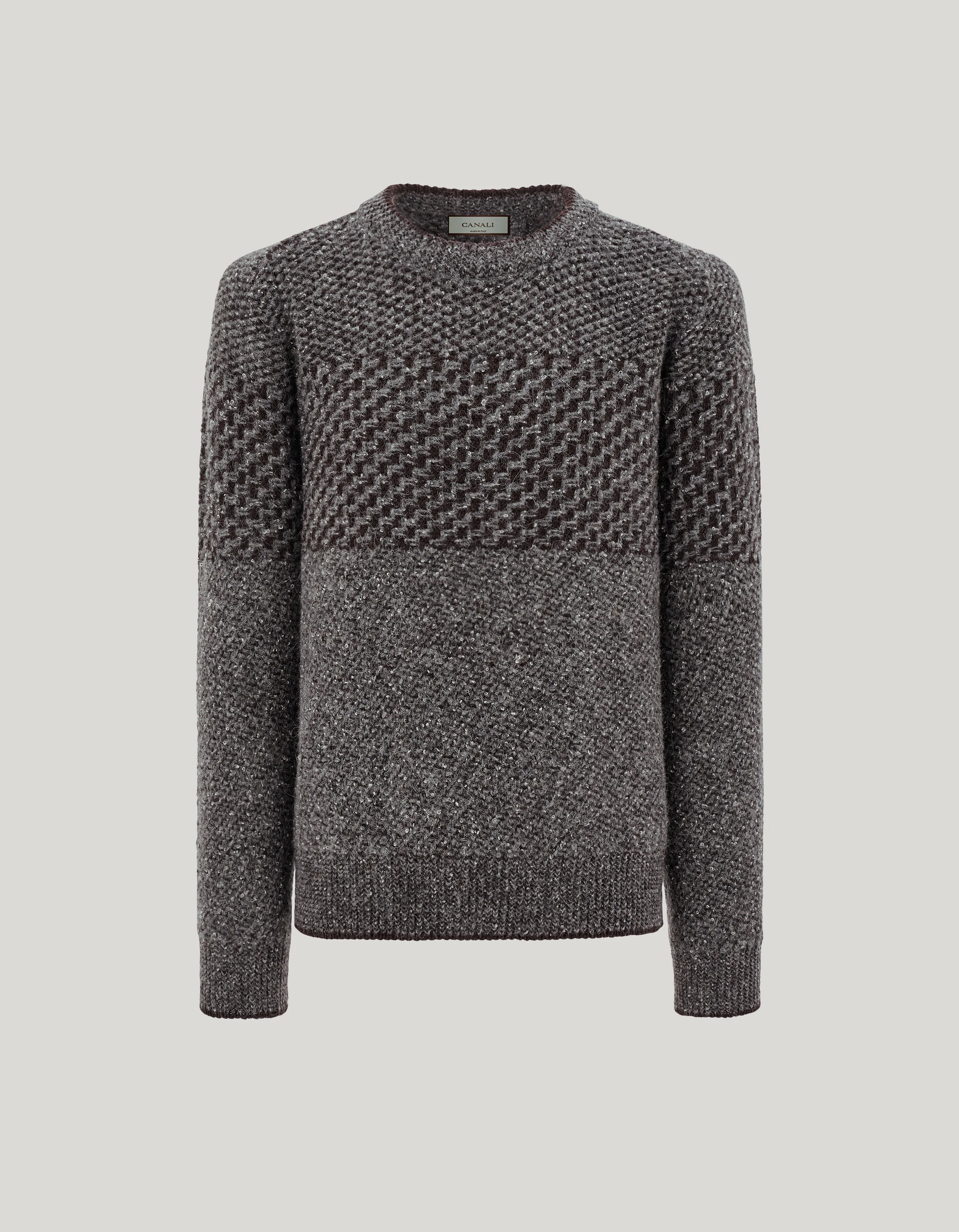 WOOL AND ALPACA BLEND JACQUARD BOUCLÉ CREW NECK - 1