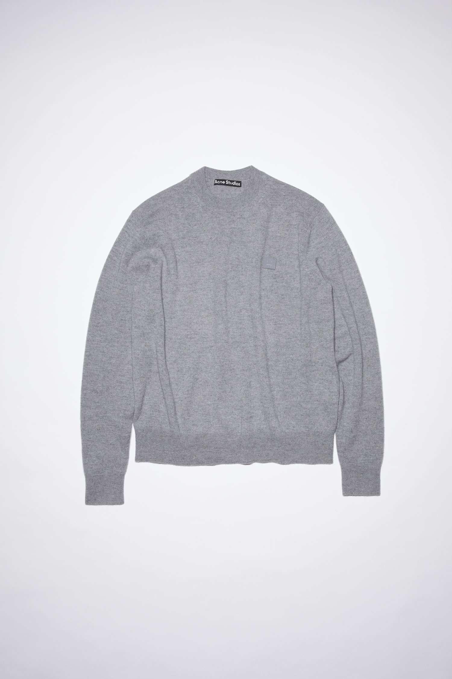 Wool crew neck sweater - Grey Melange - 1