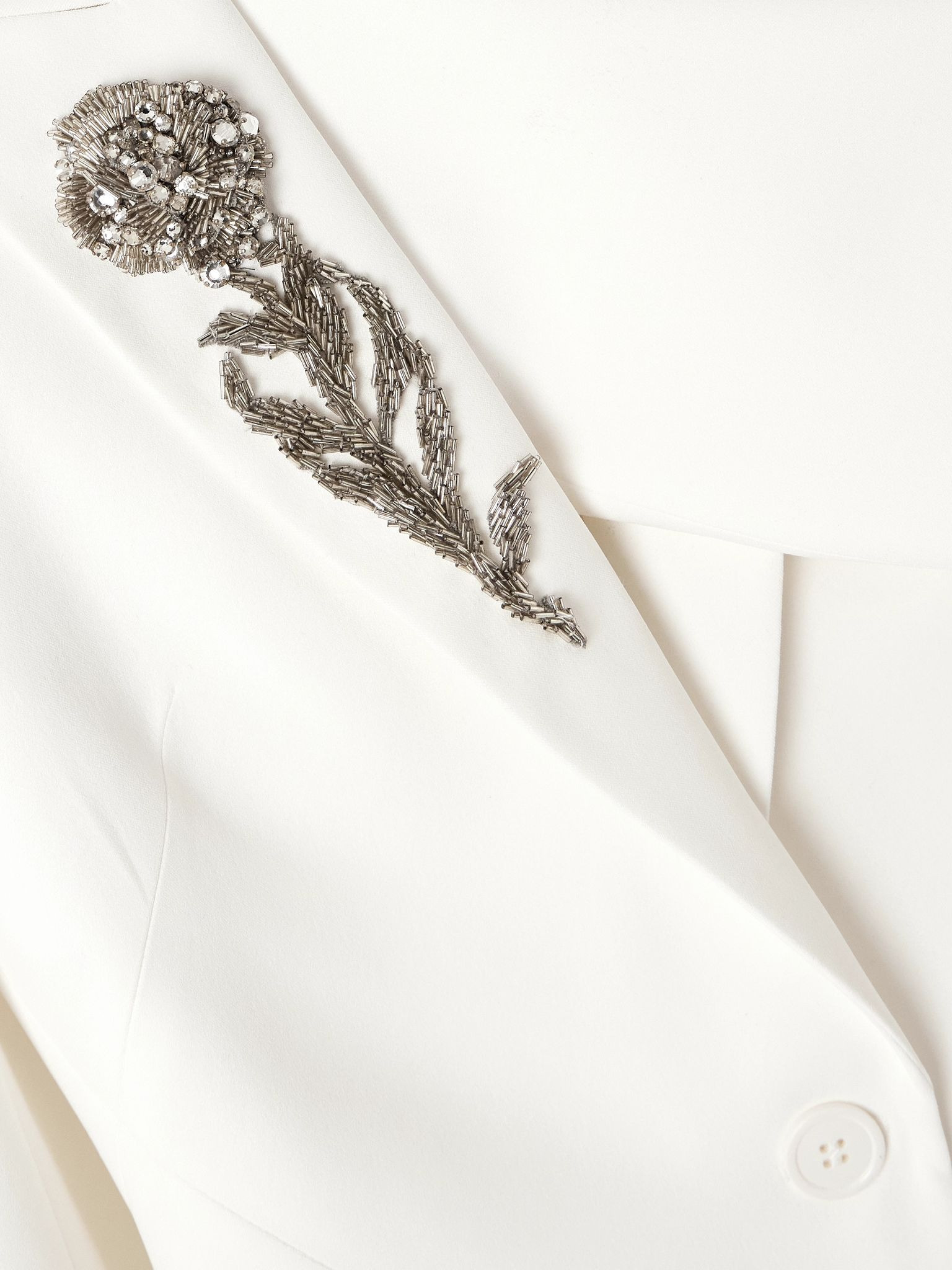 Embellished crepe blazer Ivory - 4