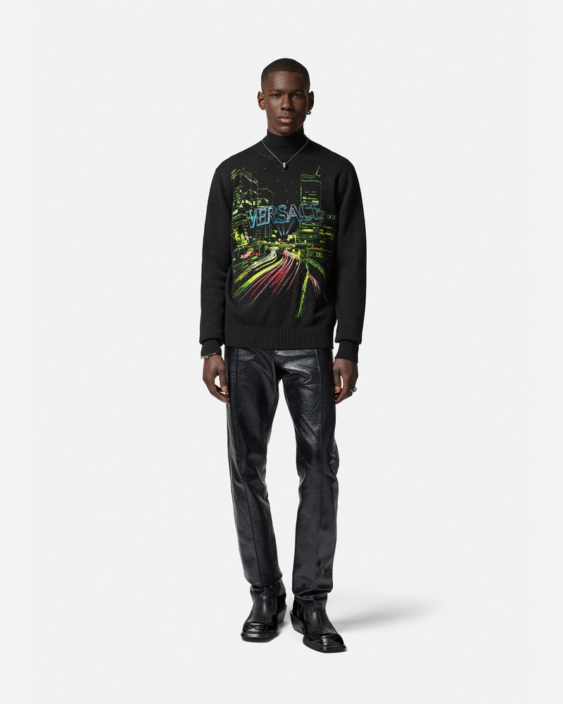 VERSACE Embroidered City Lights Sweater outlook