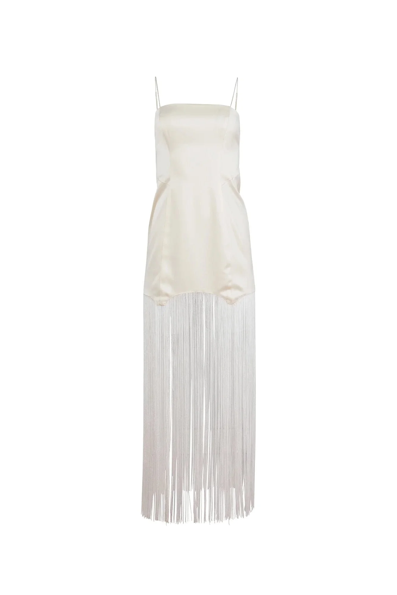 Satin Fringe Maxi Dress - 1