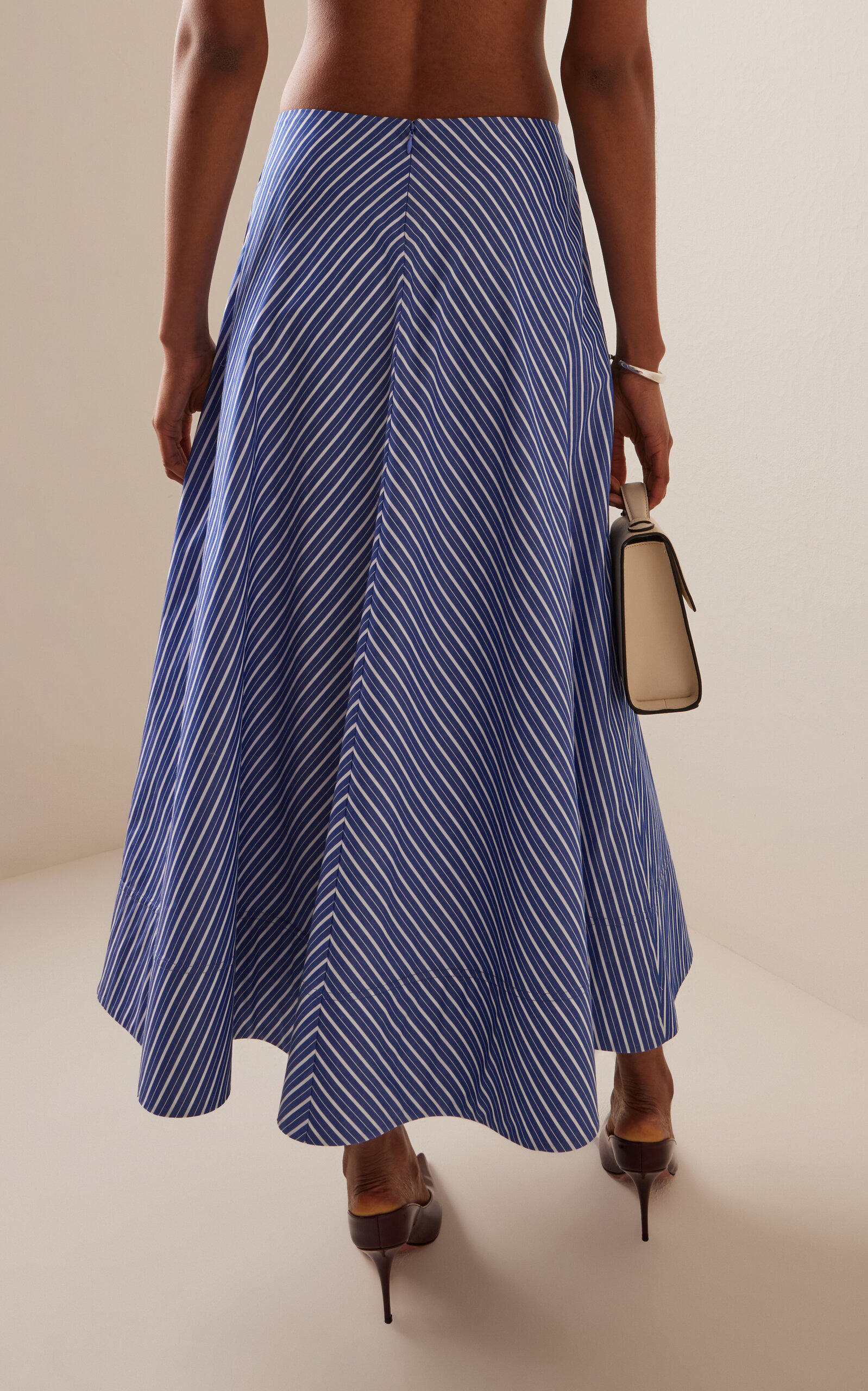 The Knox Low-Rise Pima Cotton Midi Skirt stripe - 4