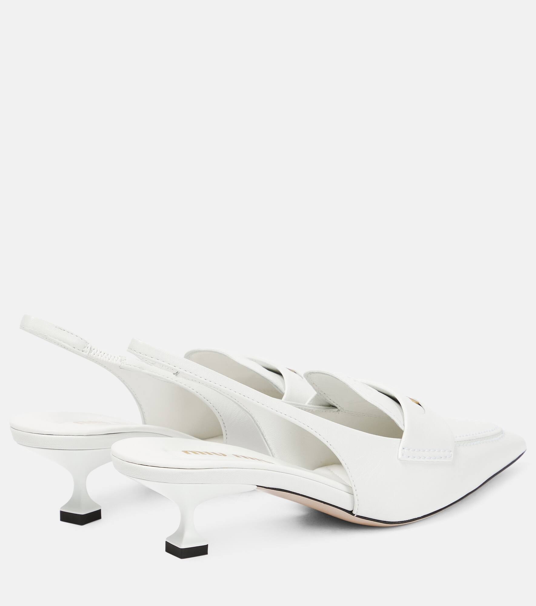 Leather slingback penny loafers - 3