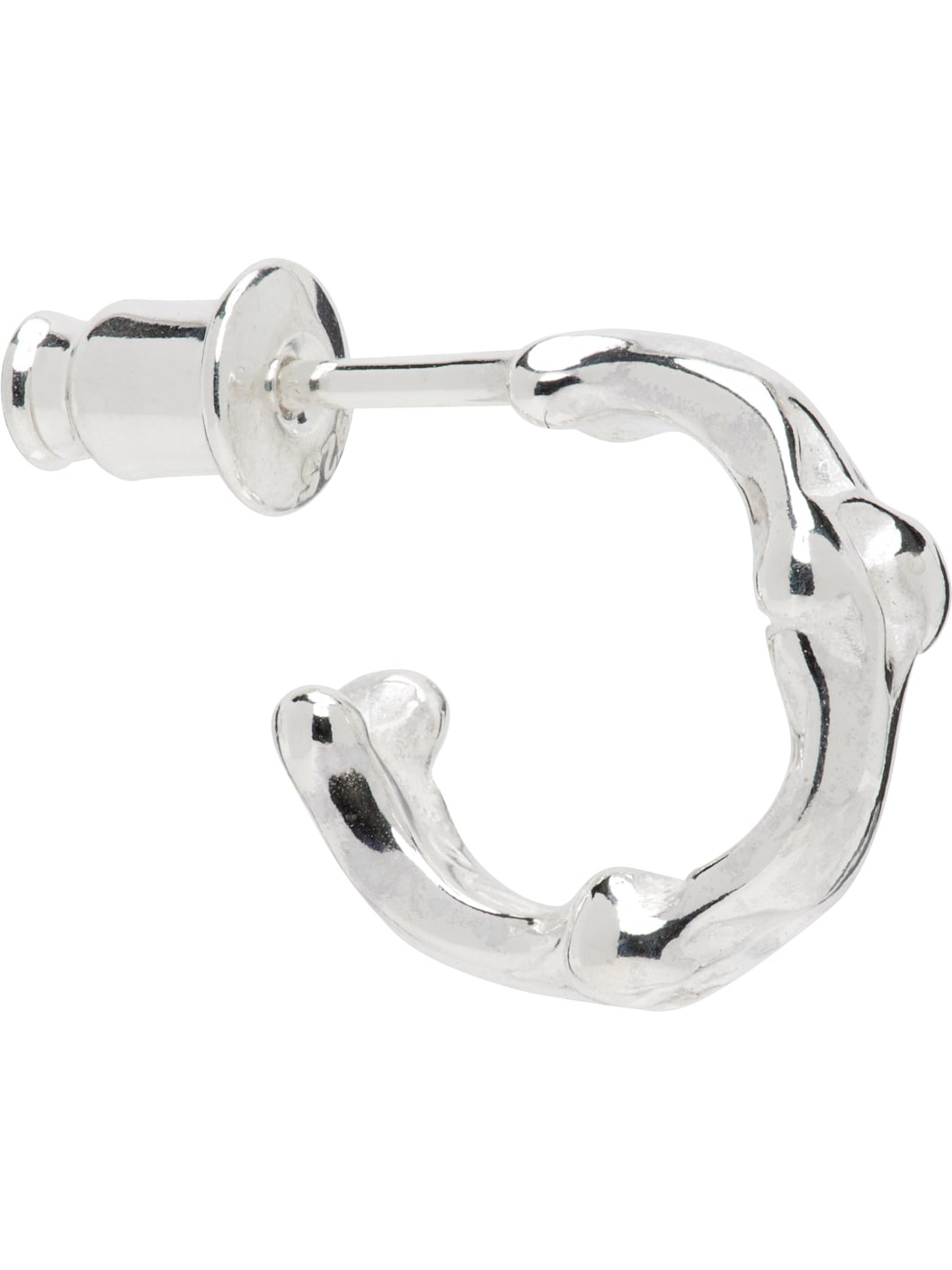 Silver Bone Shaped S Single Earring - 2