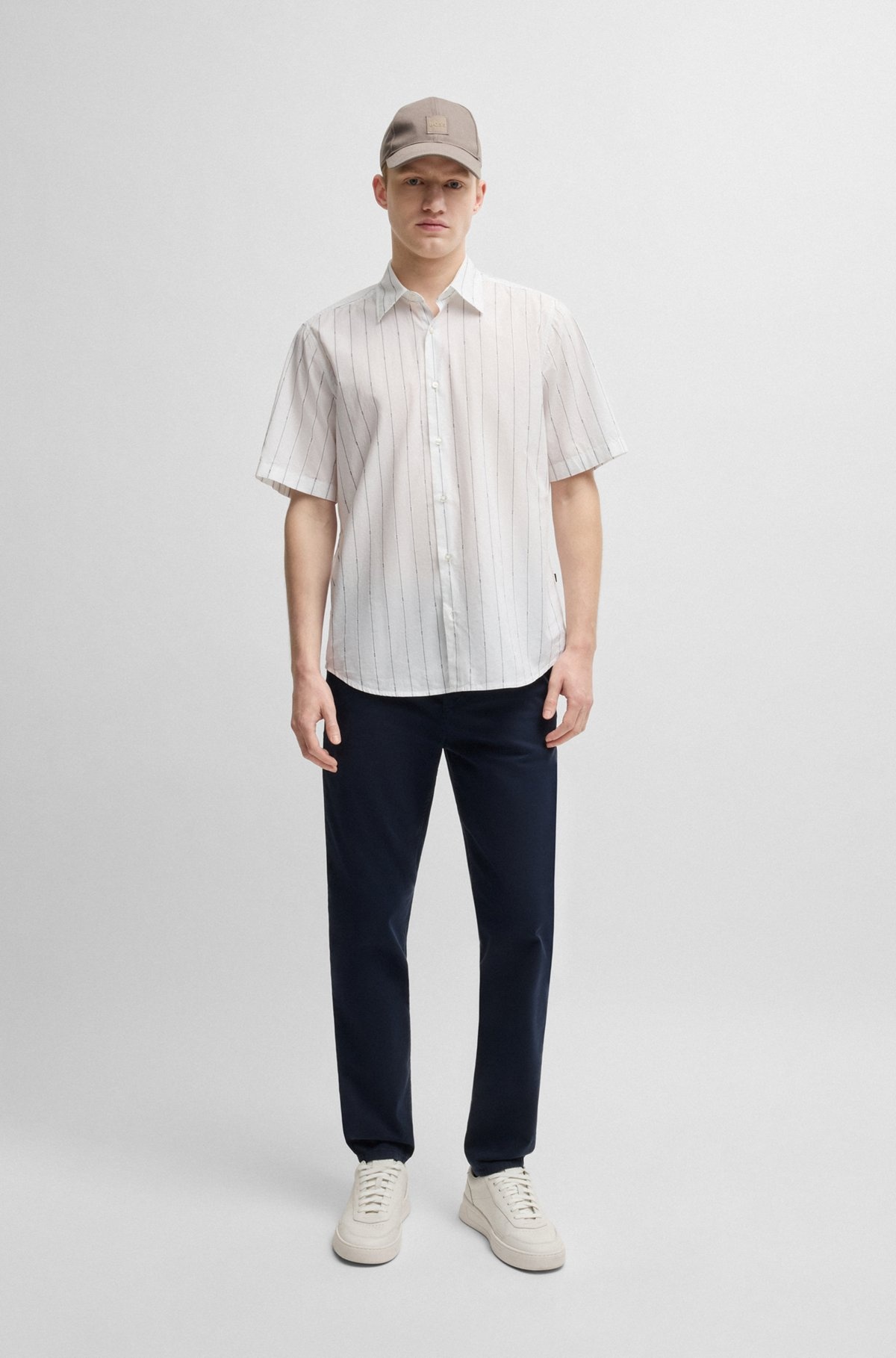 REGULAR-FIT SHIRT IN PRINTED COTTON POPLIN - 4