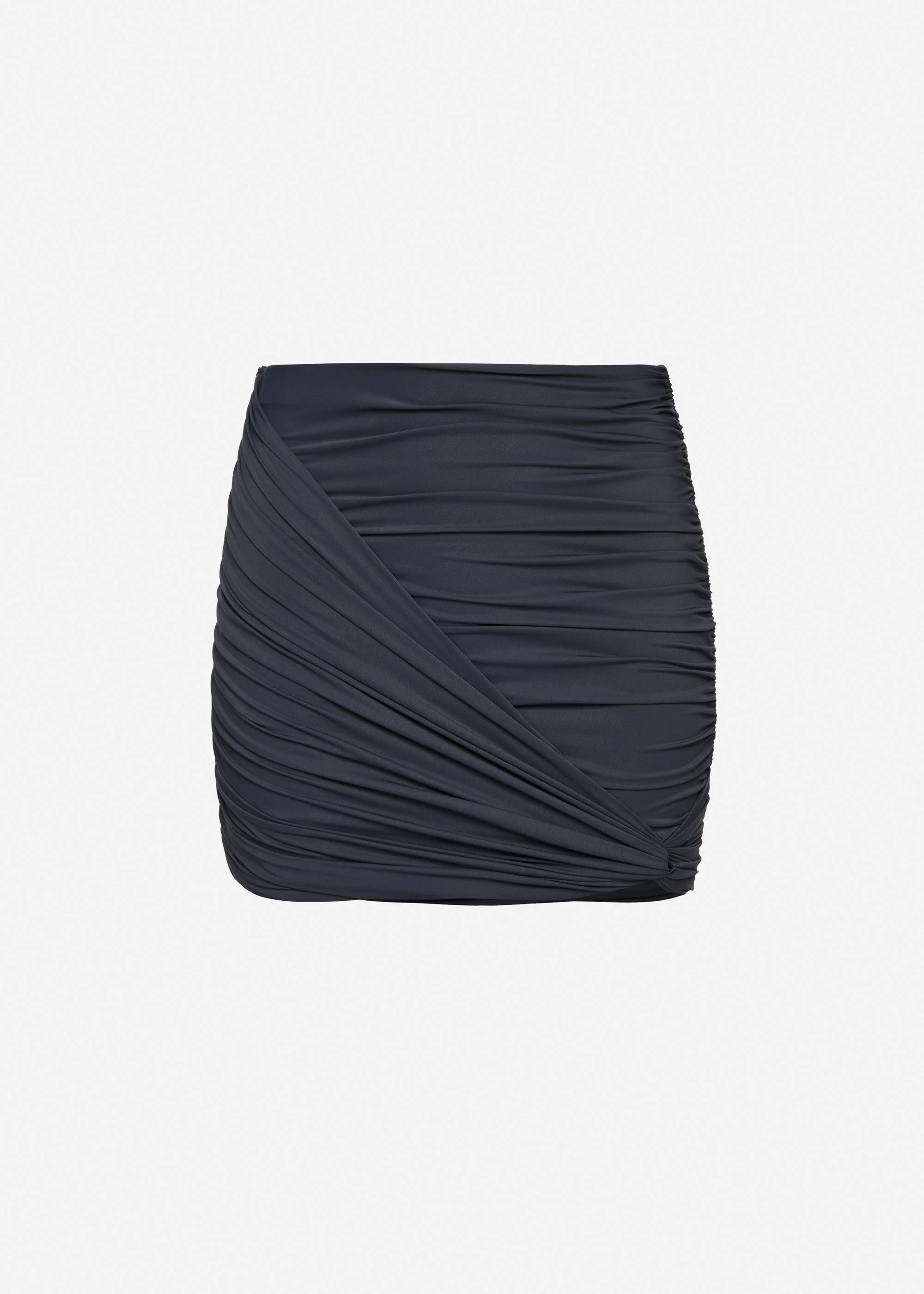 Draped mini swim skirt in grey - 1