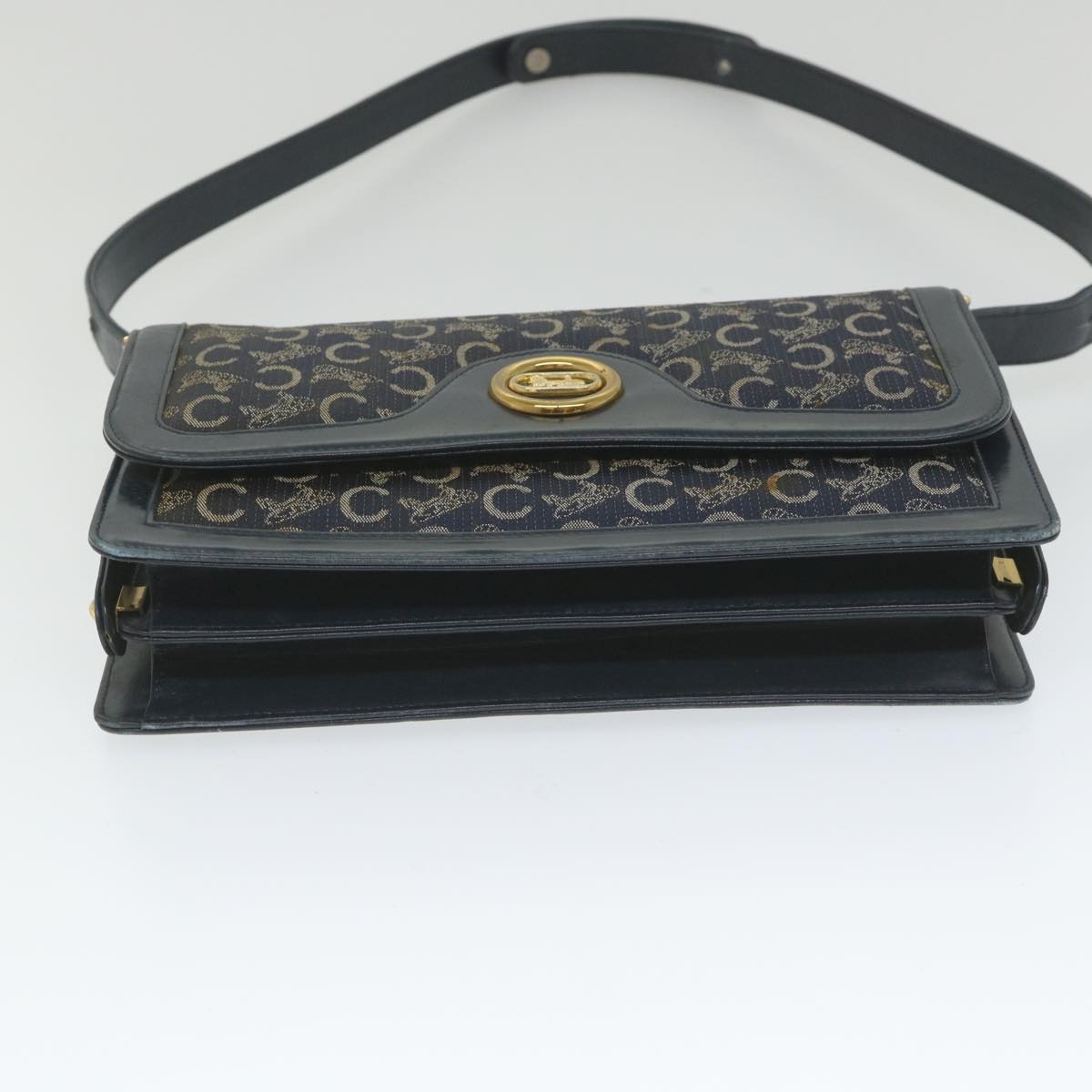 CELINE C Macadam Canvas Horse Carriage Shoulder Bag Navy - 5