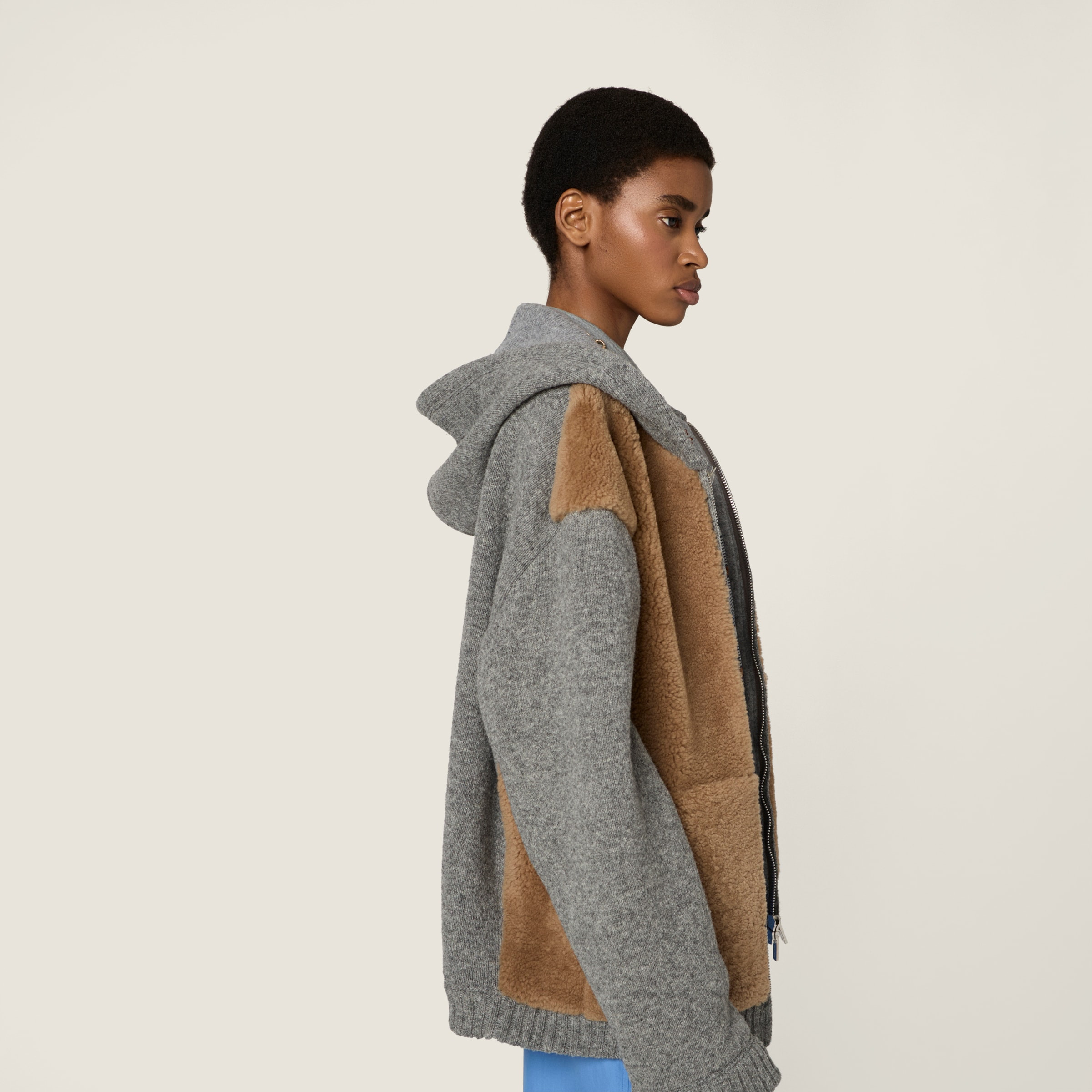 Wool, cashmere and shearling zipper blouson jacket - 5