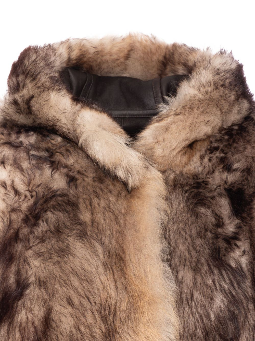 button-fastening hooded fur jacket - 4