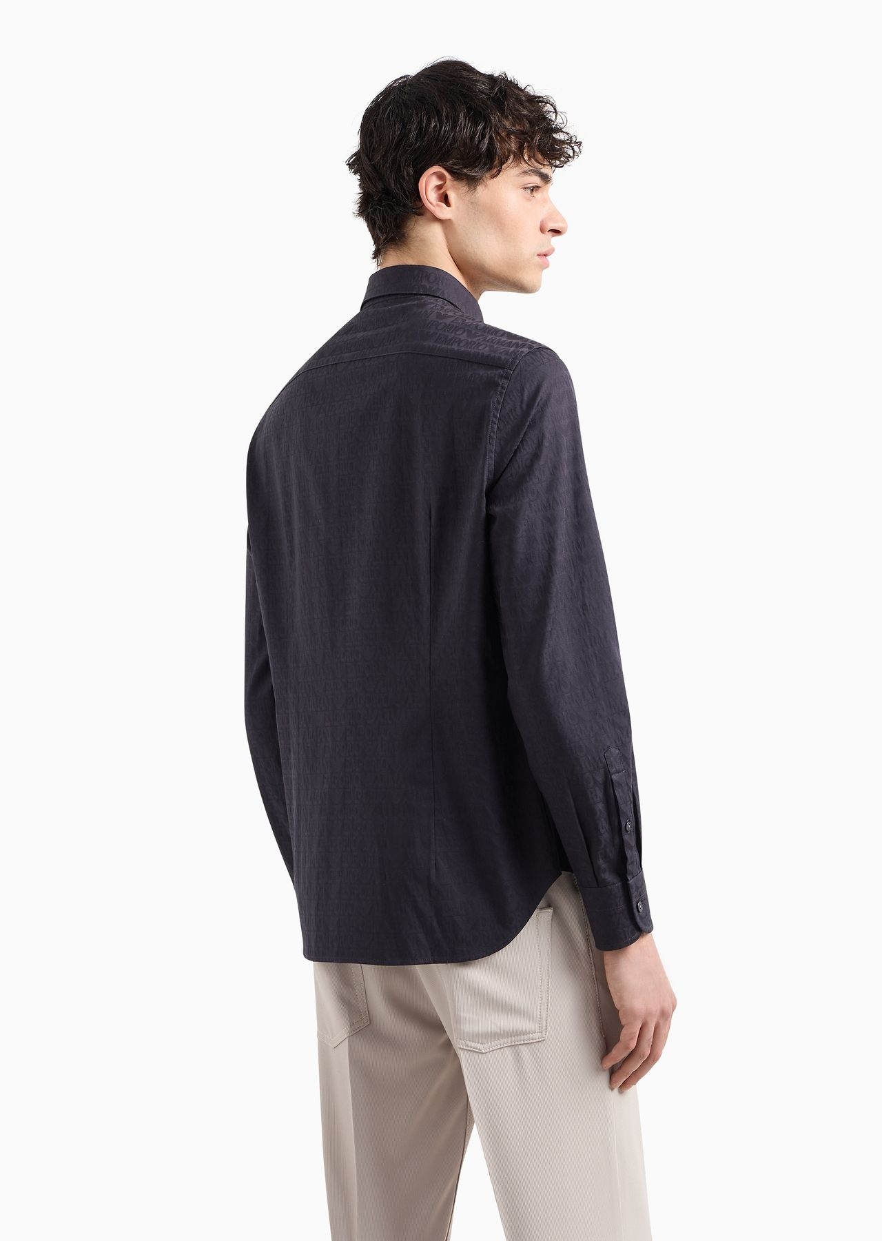Poplin shirt with embossed EA logo - 3