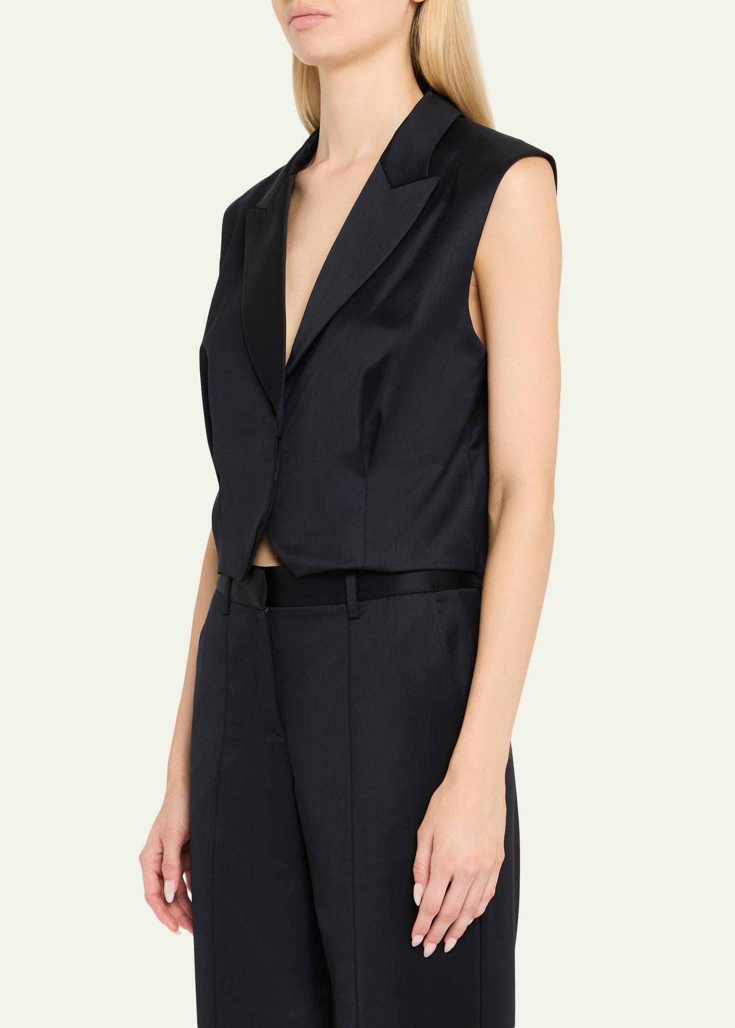 Katie Satin-Faced Wool Suit Vest - 4