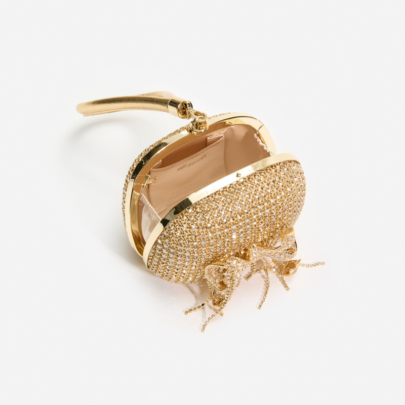 self-portrait Gold Crystal Top Handle Clutch Bag outlook