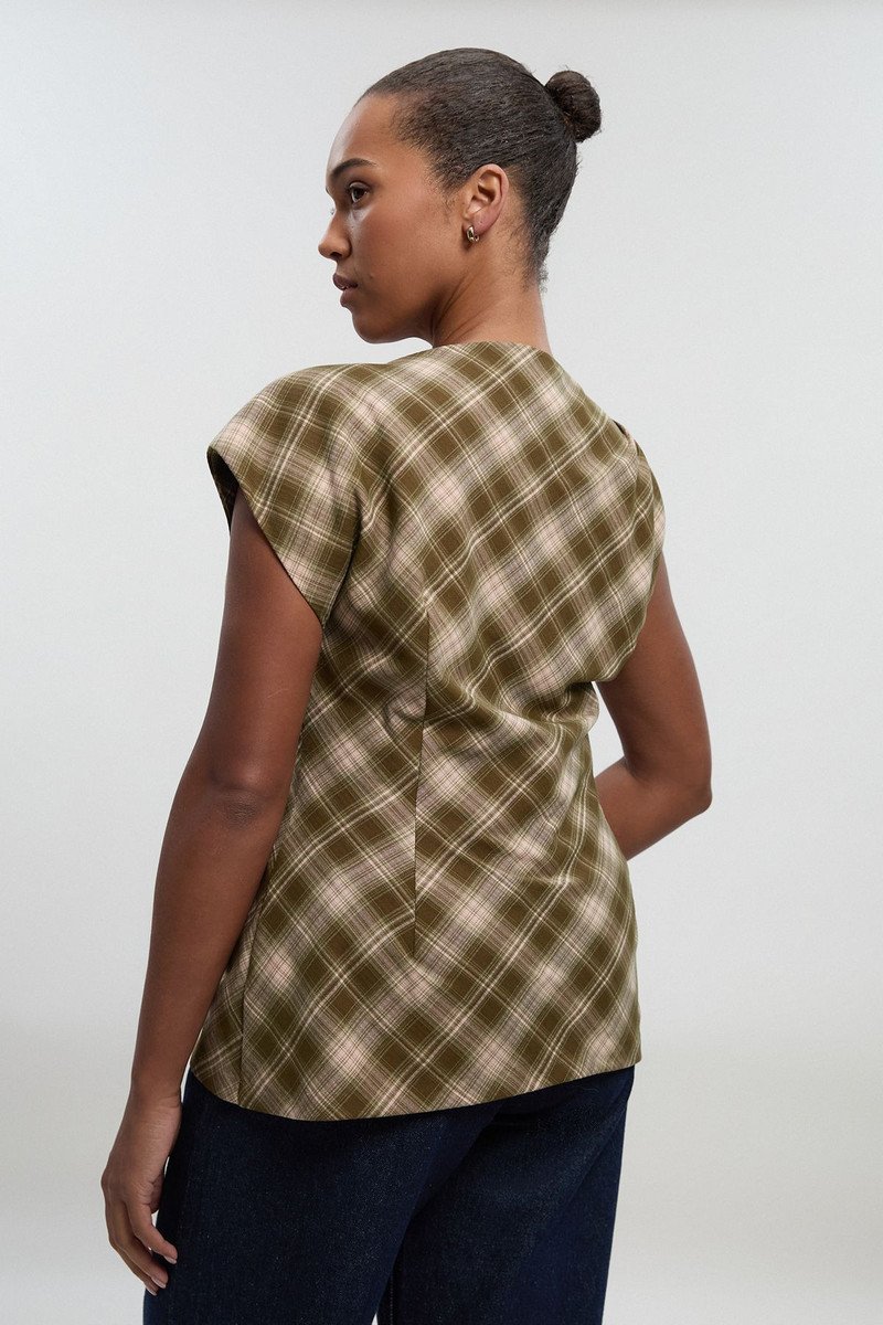 Plus Size Tailored Check Trim Detail Sleeveless Top 5