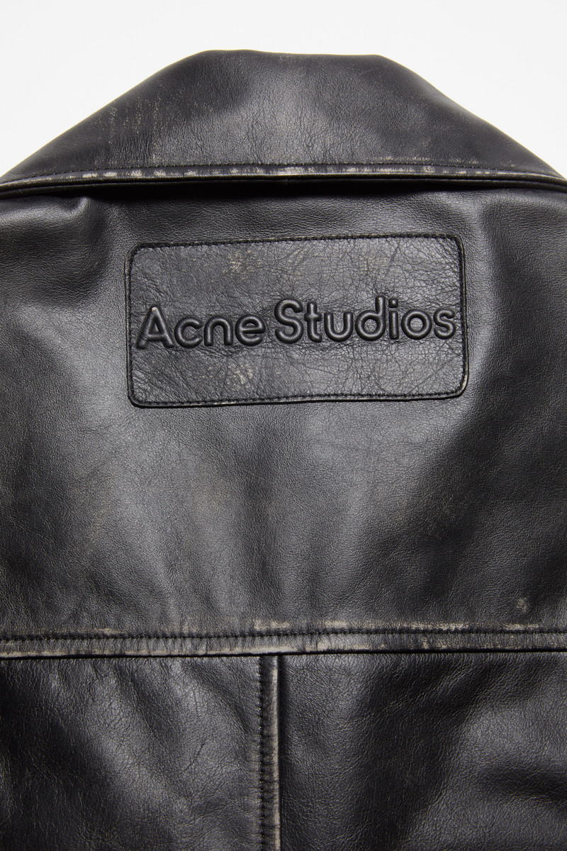 Sanded leather biker jacket - Black 6