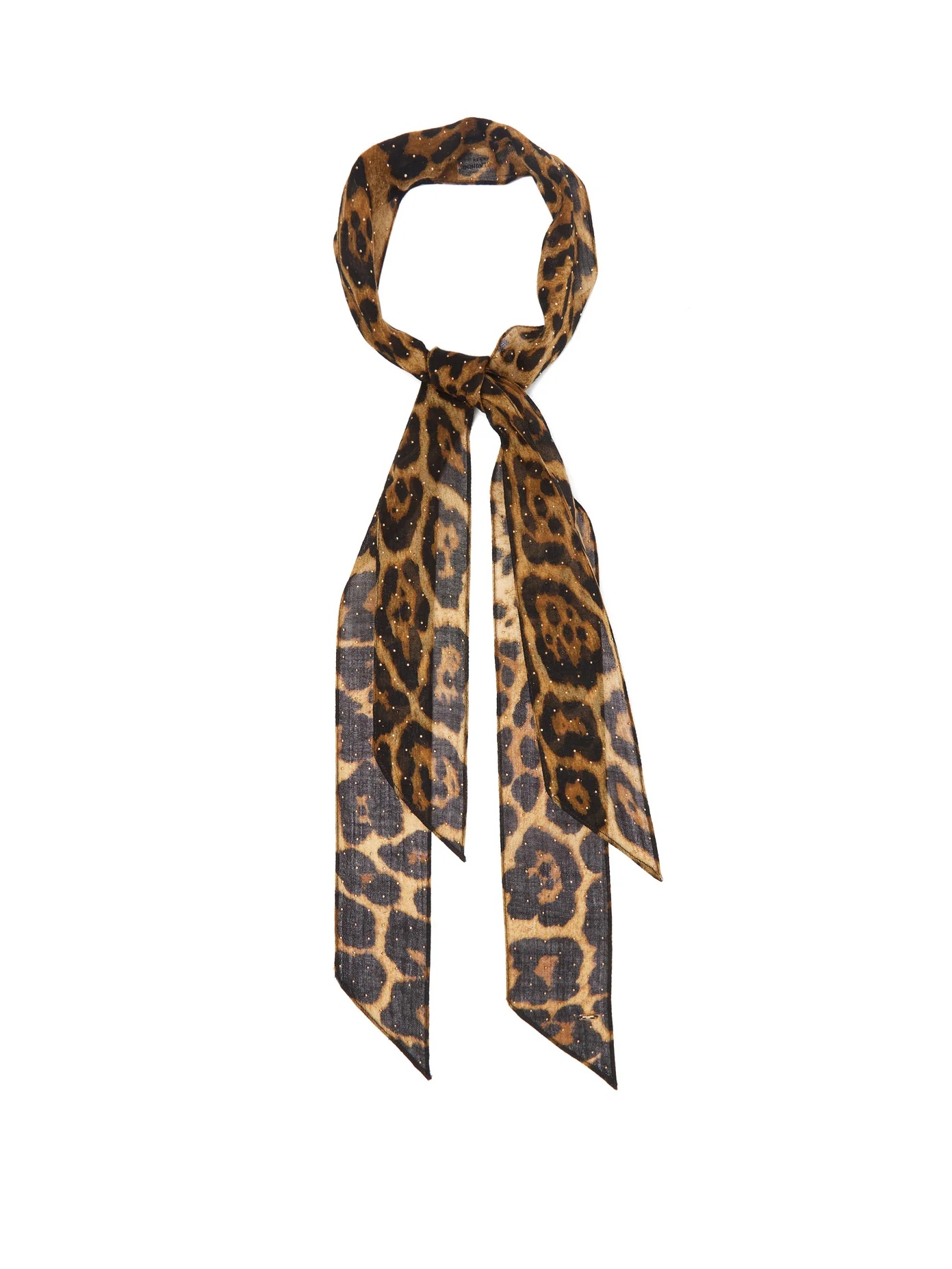 Studded leopard-print wool scarf - 1