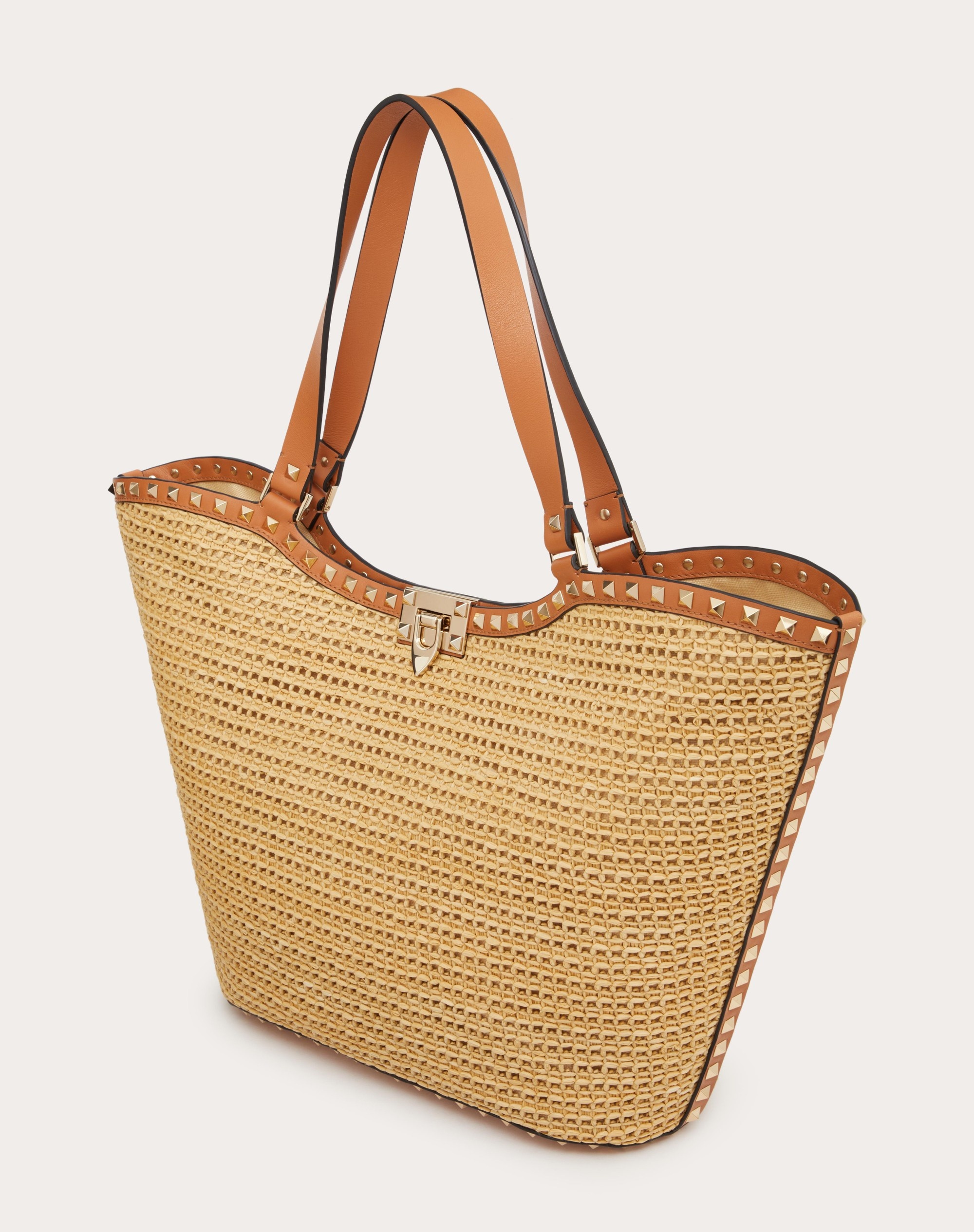 ROCKSTUD WOVEN RAFFIA SHOPPING BAG - 6