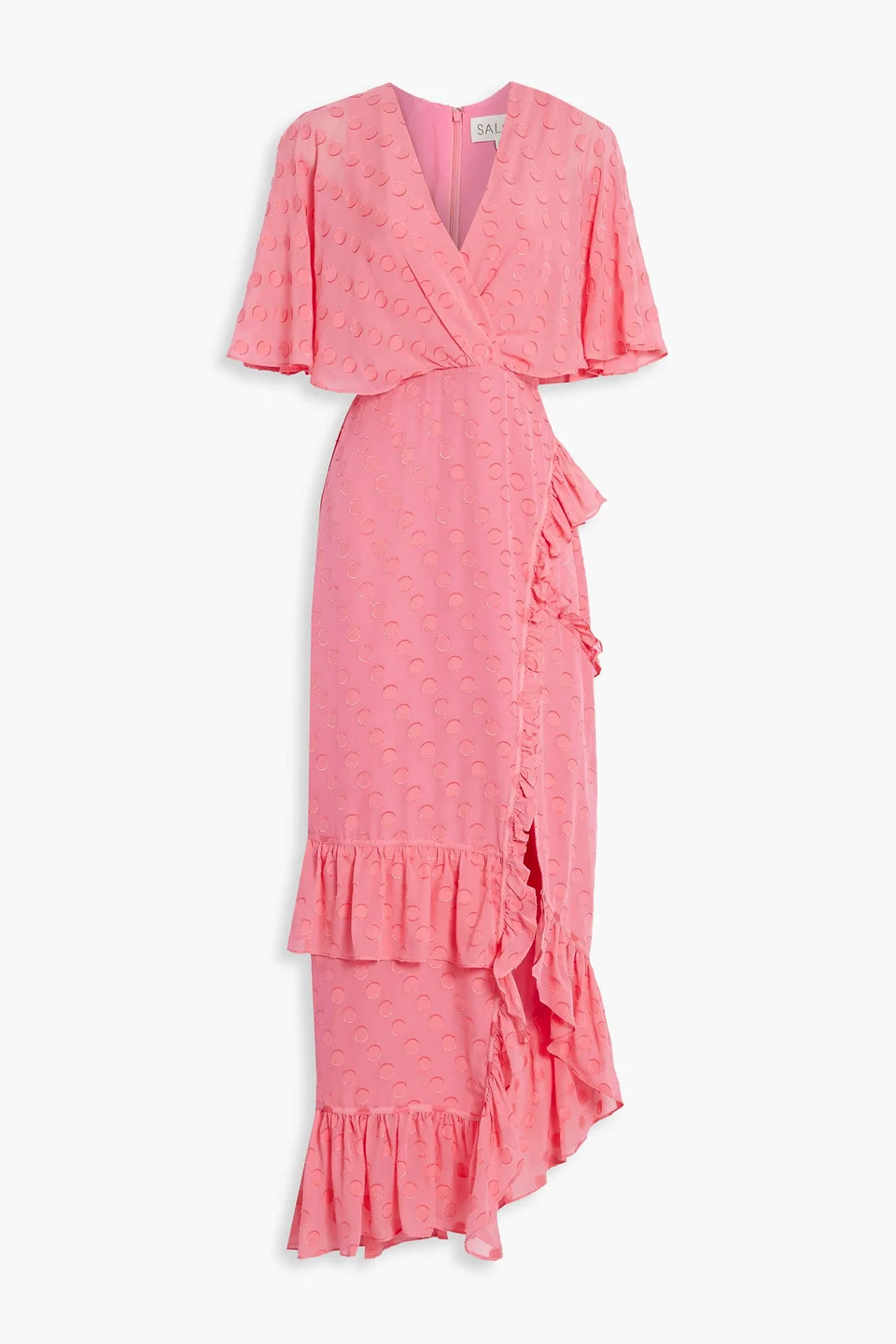 Rose wrap-effect fil coupé silk-blend chiffon maxi dress - 1