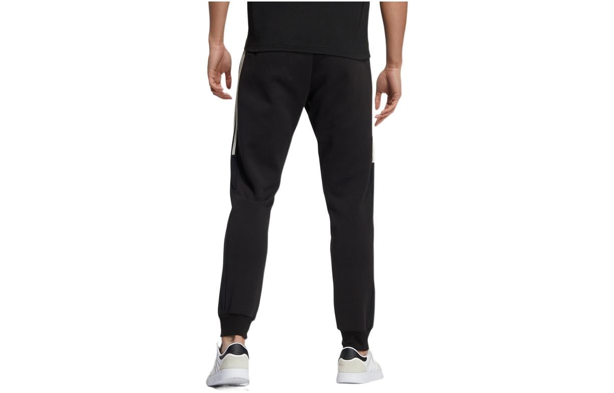 Men's adidas neo Side Stripe Solid Color Bundle Feet Sports Pants/Trousers/Joggers Black HC9679 - 2