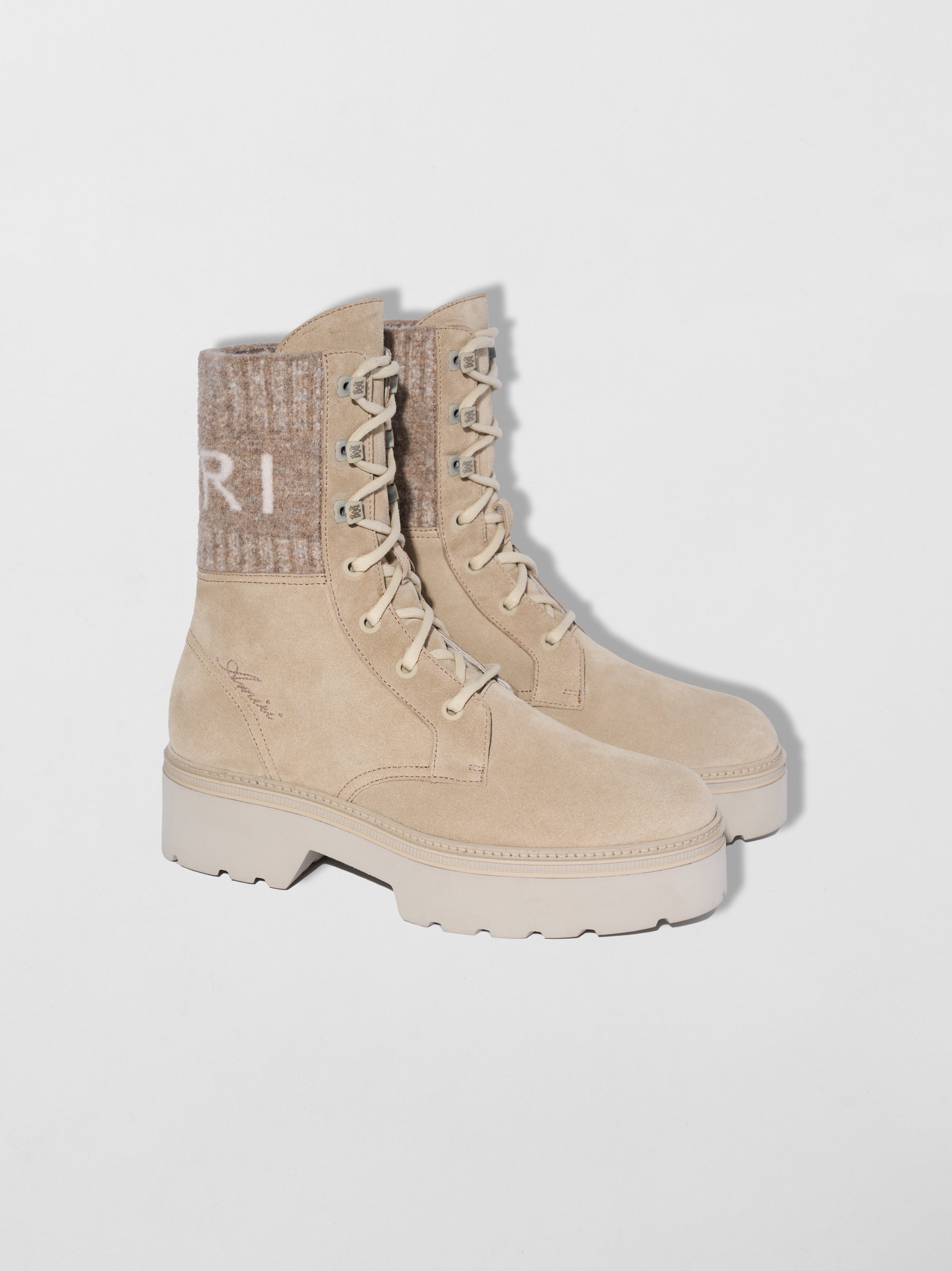 KNIT LOGO COLLAR COMBAT BOOT - 2