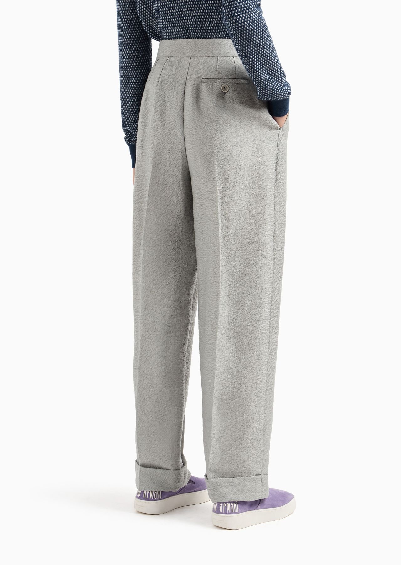 Icon ASV trousers with turn-ups in a flowing linen and Lyocell blend armure fabric - 3