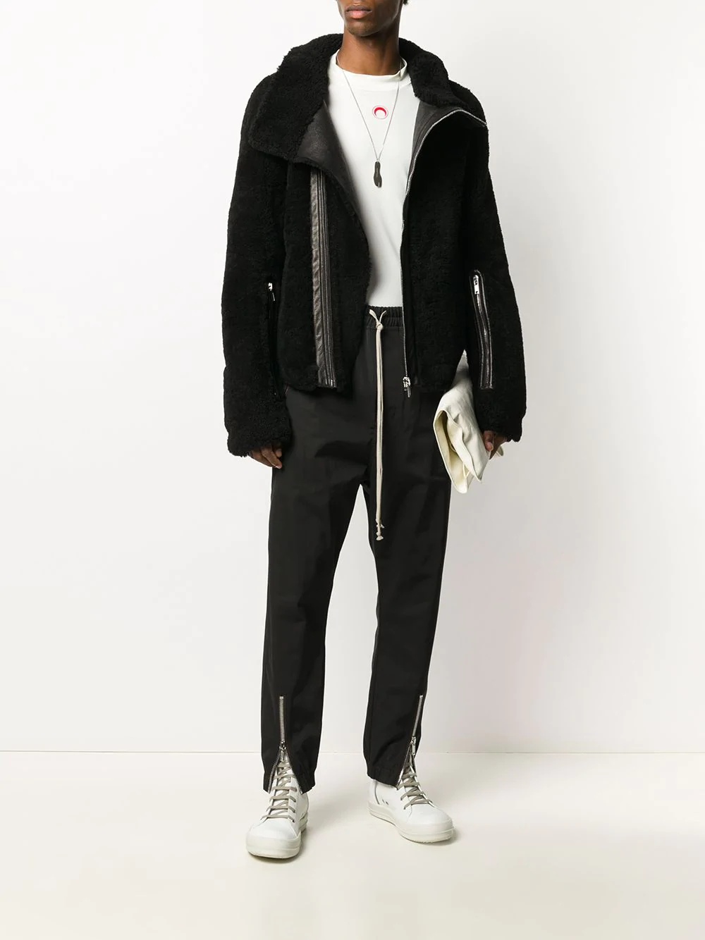 shearling biker jacket - 2