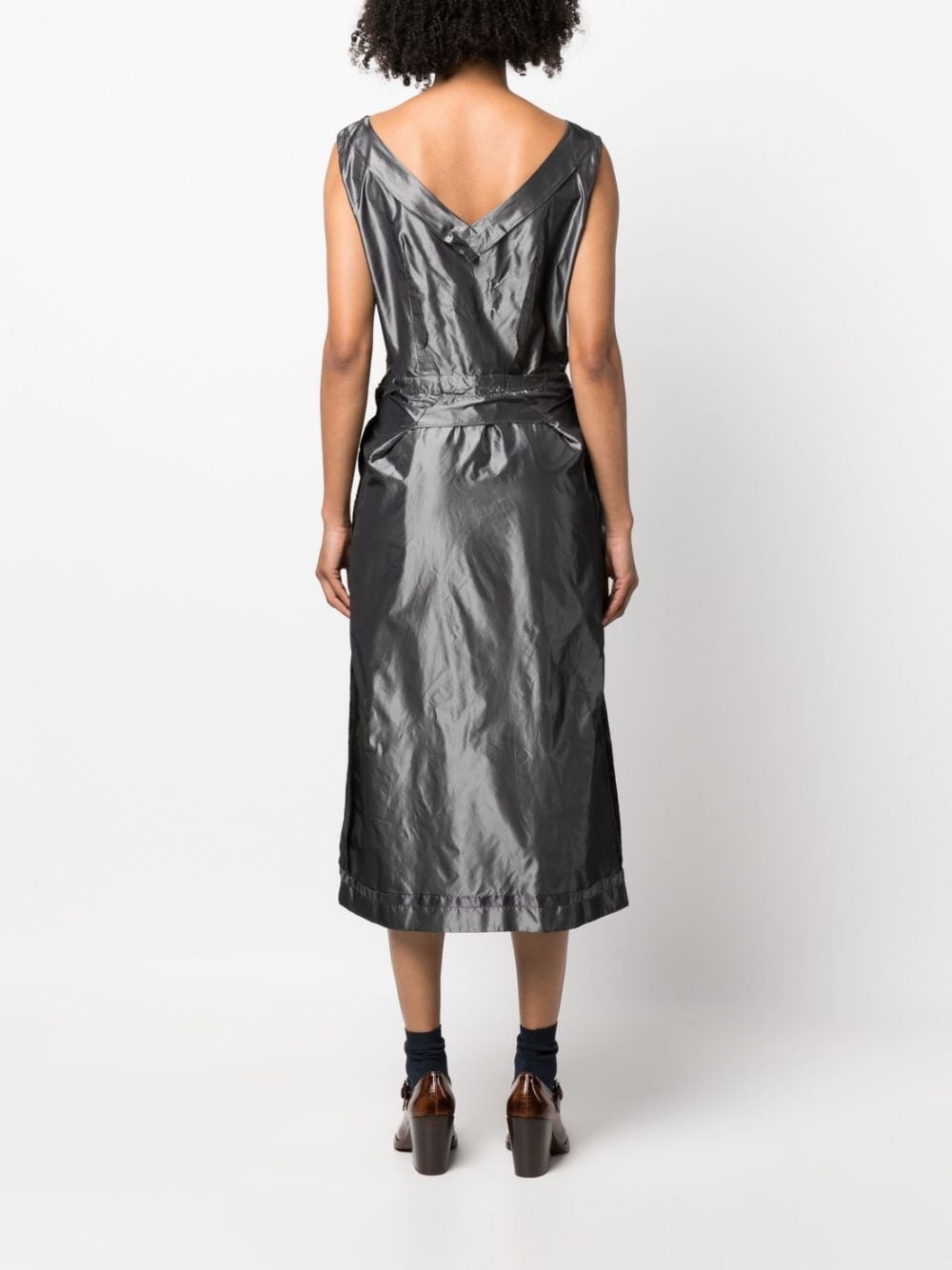 inside-out sleeveless midi dress - 4