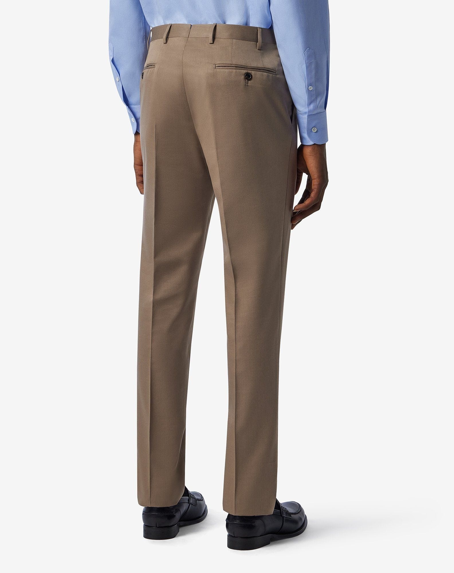 Dark beige wool and cotton trousers - 3