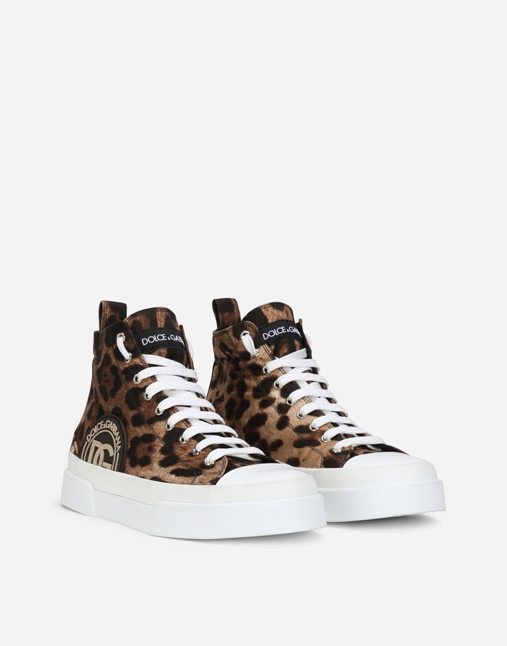 Cotton drill Portofino Light mid-top sneakers with leopard print - 2