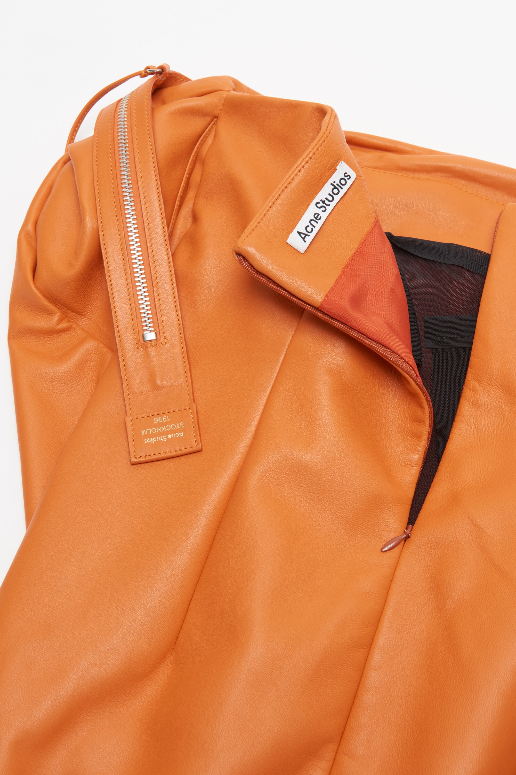 Leather zipper tape dress - Apricot orange - 6