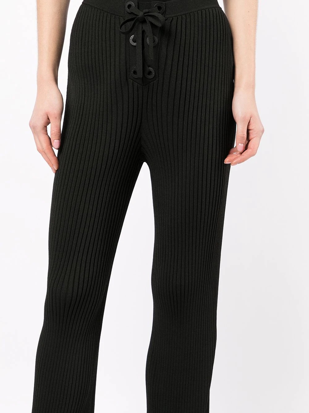 ribbed lace-up trousers - 5