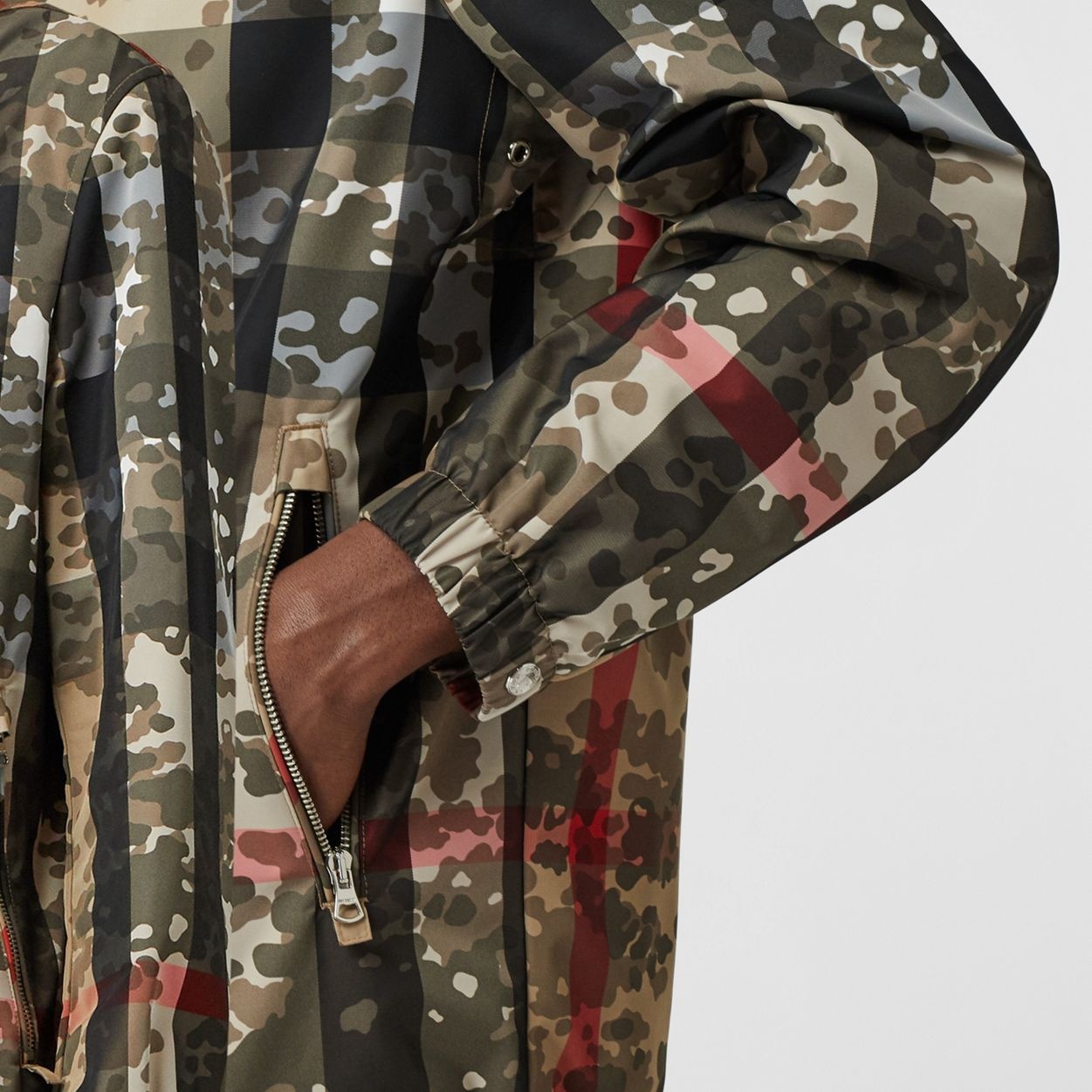 Camouflage Check Nylon Hooded Jacket - 5