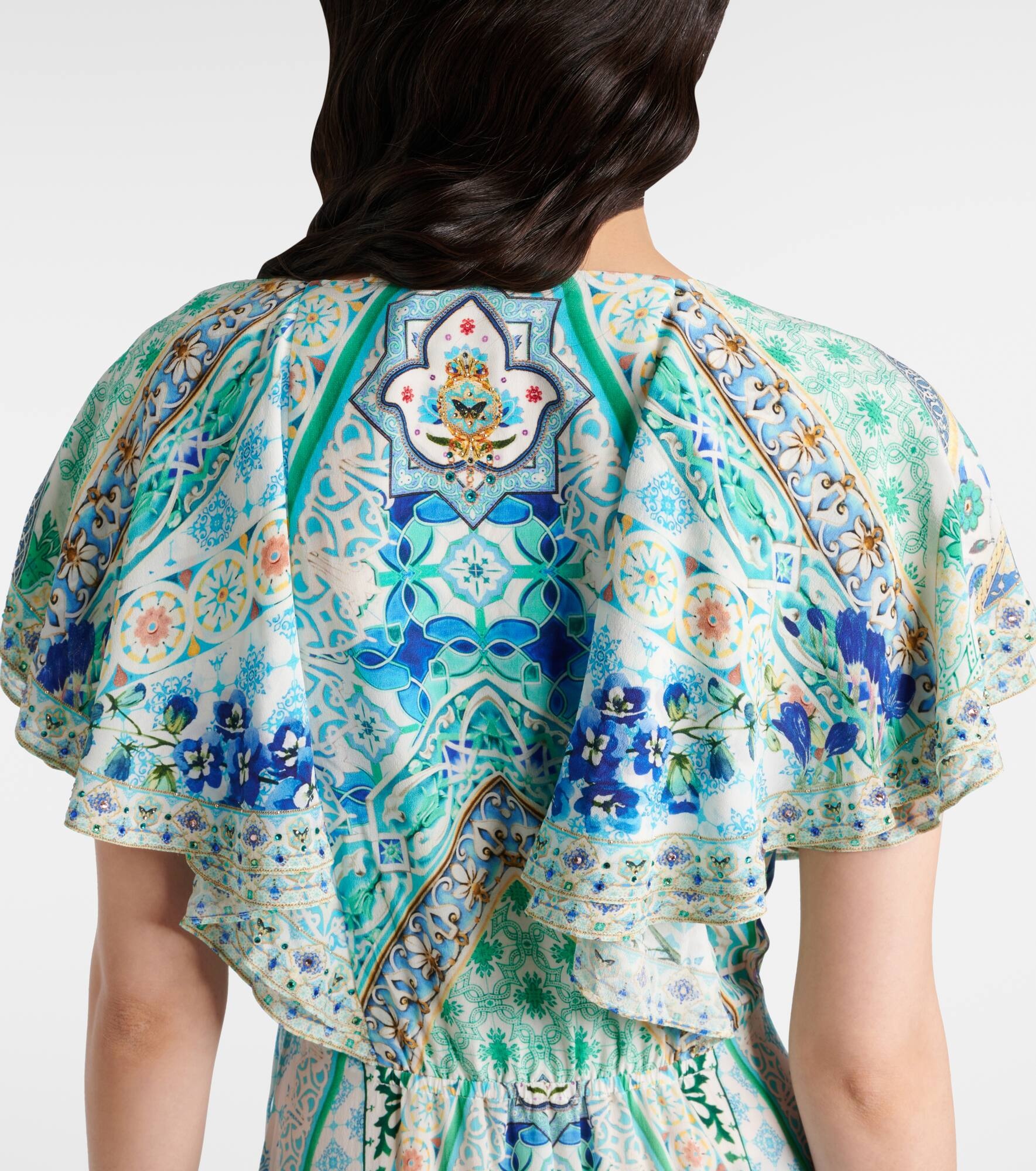 Crystal-embellished silk wrap dress - 6