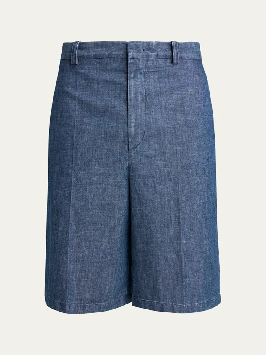 Men's Oversized-Fit Denim Bermuda Shorts - 1