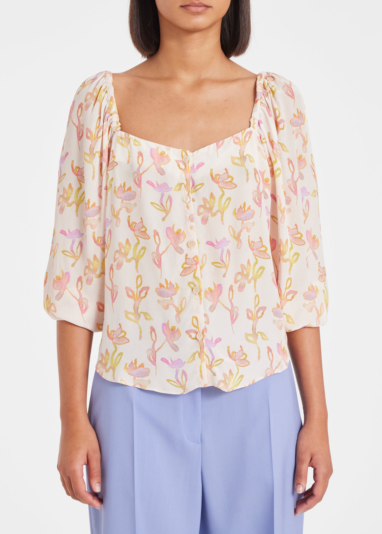 Ecru 'Oleander' Square Neck Top - 3