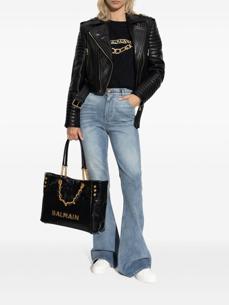 Balmain asymmetrical-zip leather jacket outlook