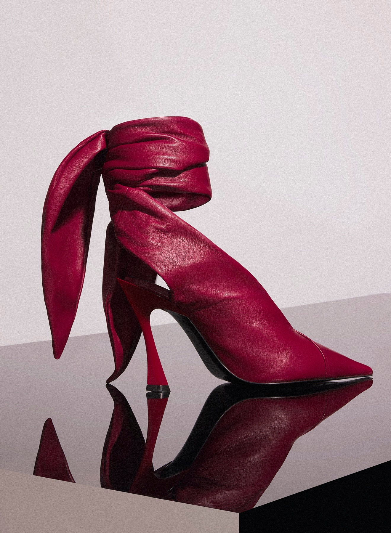 red leather knot fang 95 mules - 1
