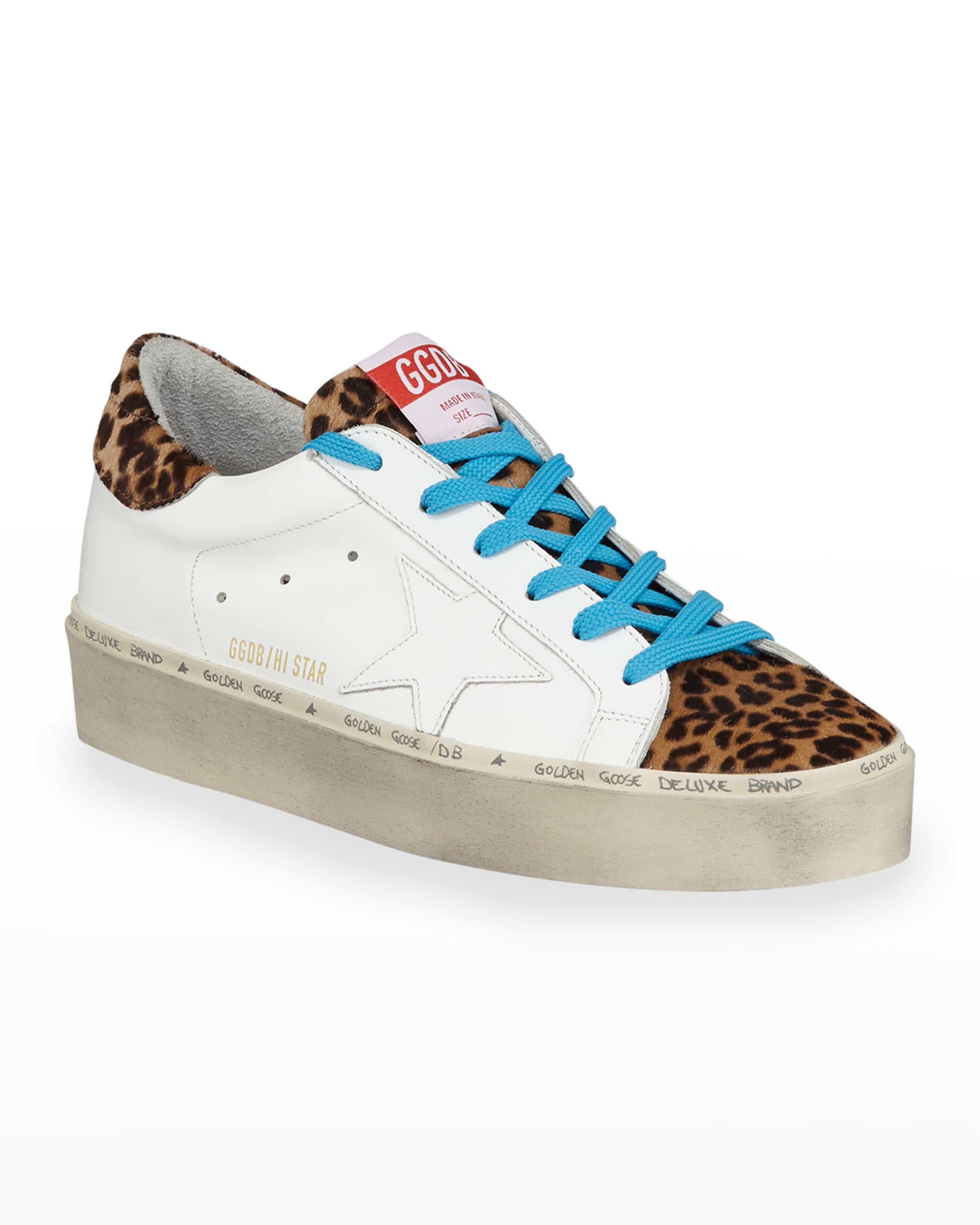 Hi Star Leather & Leopard Platform Sneakers - 3