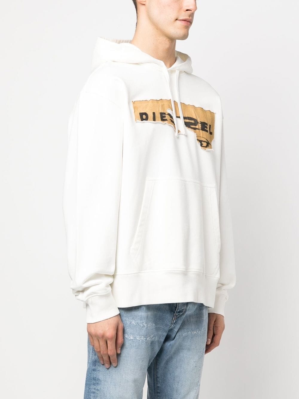 ripped logo print hoodie - 4