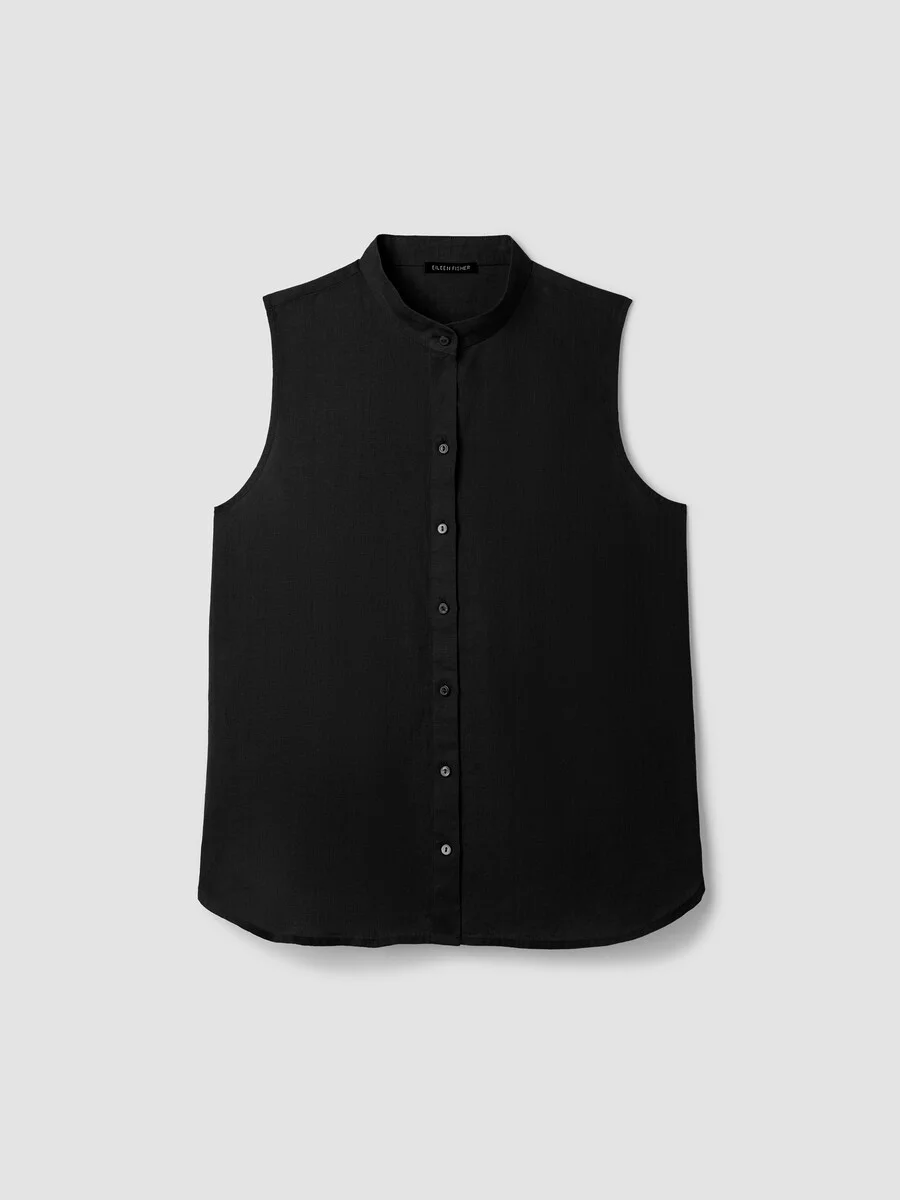 Organic Handkerchief Linen Sleeveless Shirt - 1