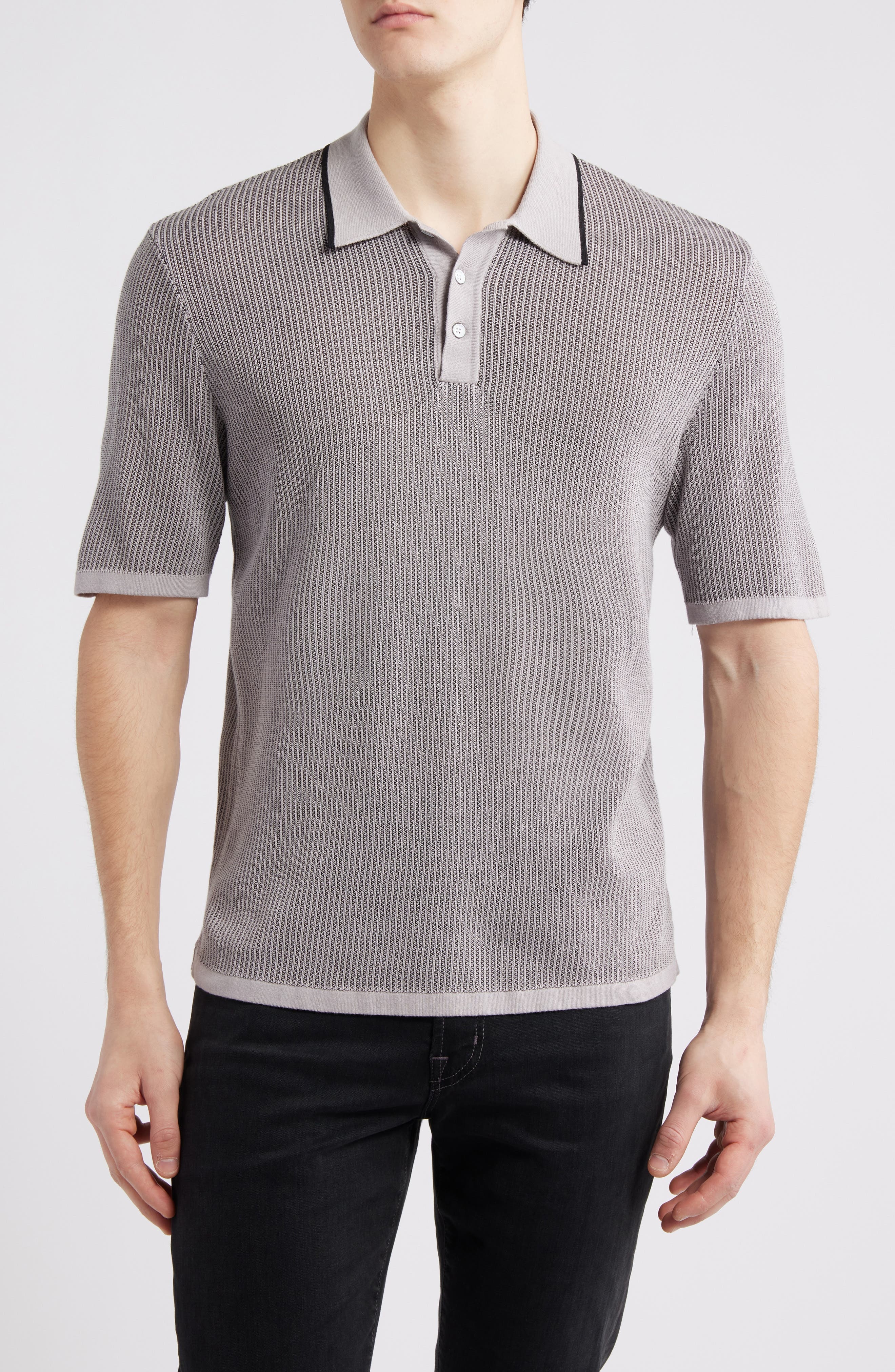 rag & bone Harvey Relaxed Polo in Light Grey at Nordstrom - 1