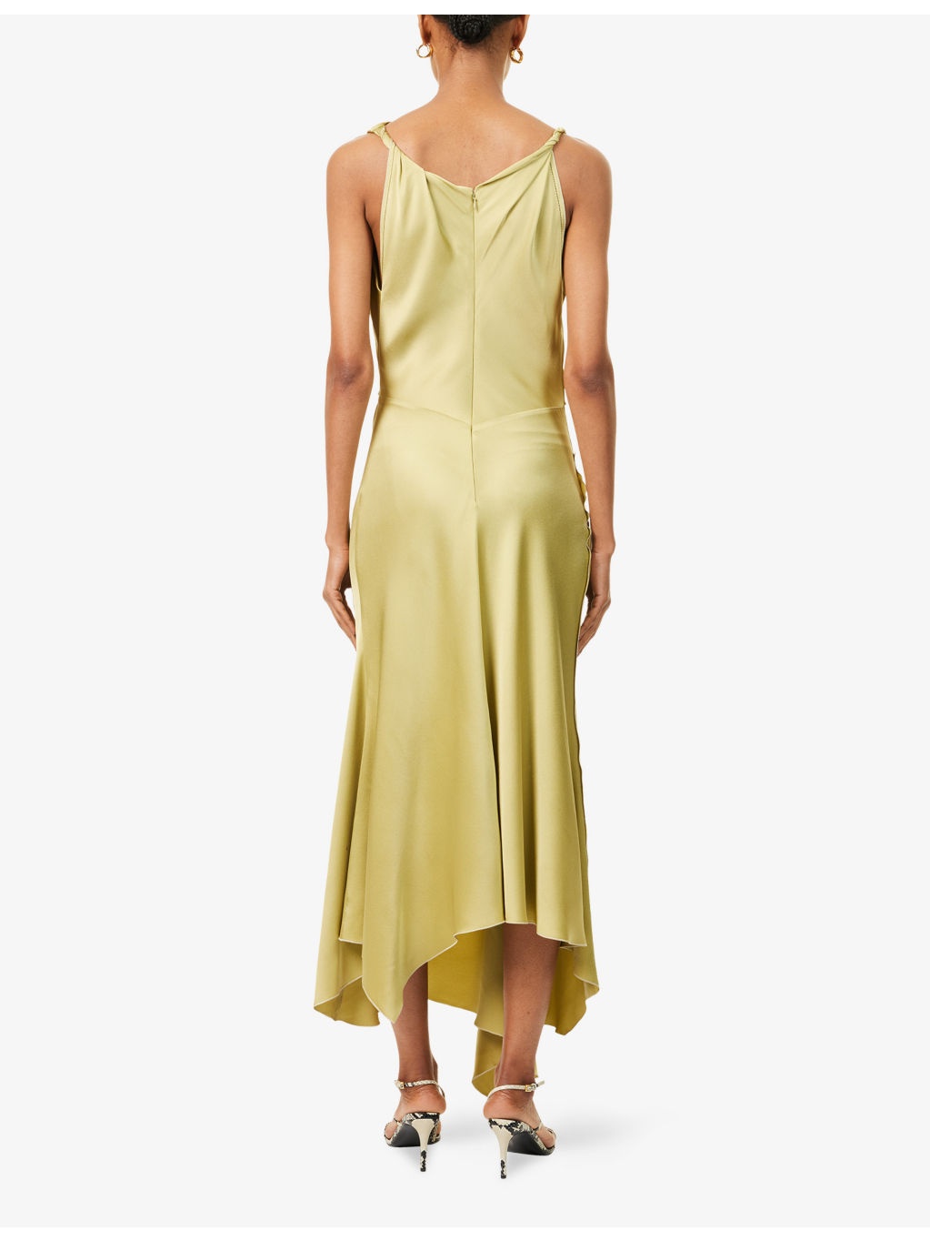 Draped Asymmetric Woven Midi Dress - 4