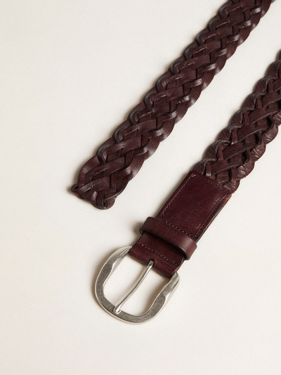 Golden Goose Men's dark brown woven leather belt outlook