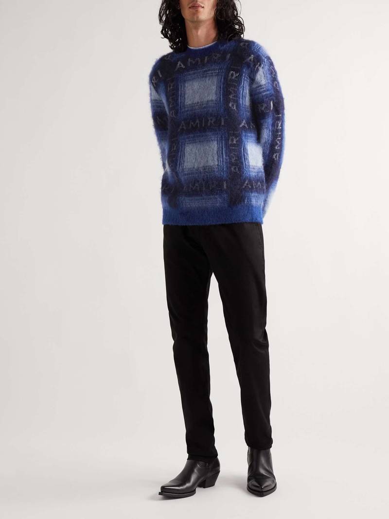 AMIRI Logo-Intarsia Cotton and Cashmere-Blend Sweater outlook