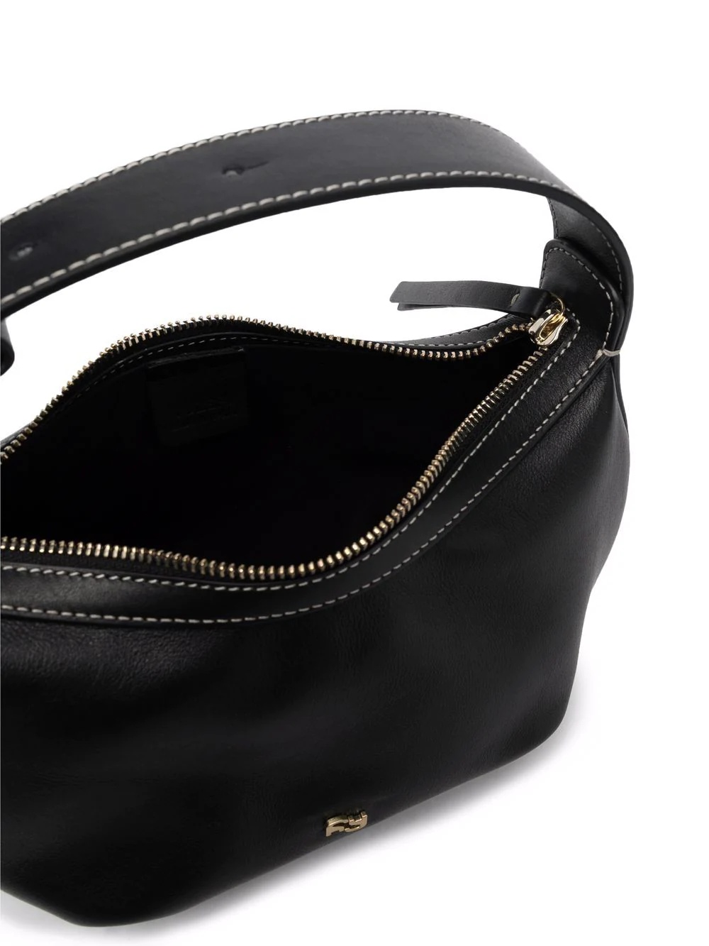 curved leather tote bag - 5